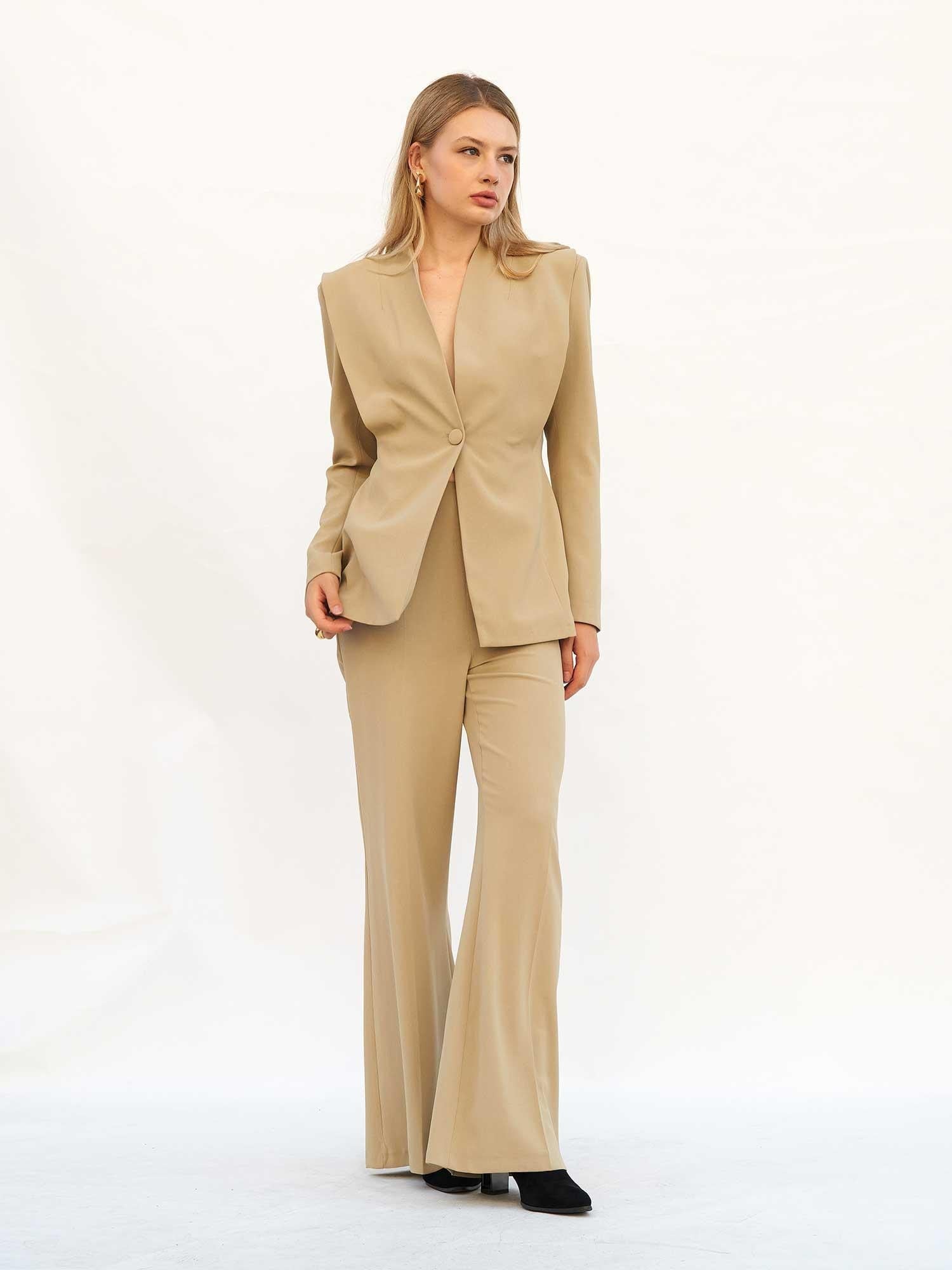 Minimal Side Zip Detail Women's Trousers in Light Green - Lefon - by Peralane