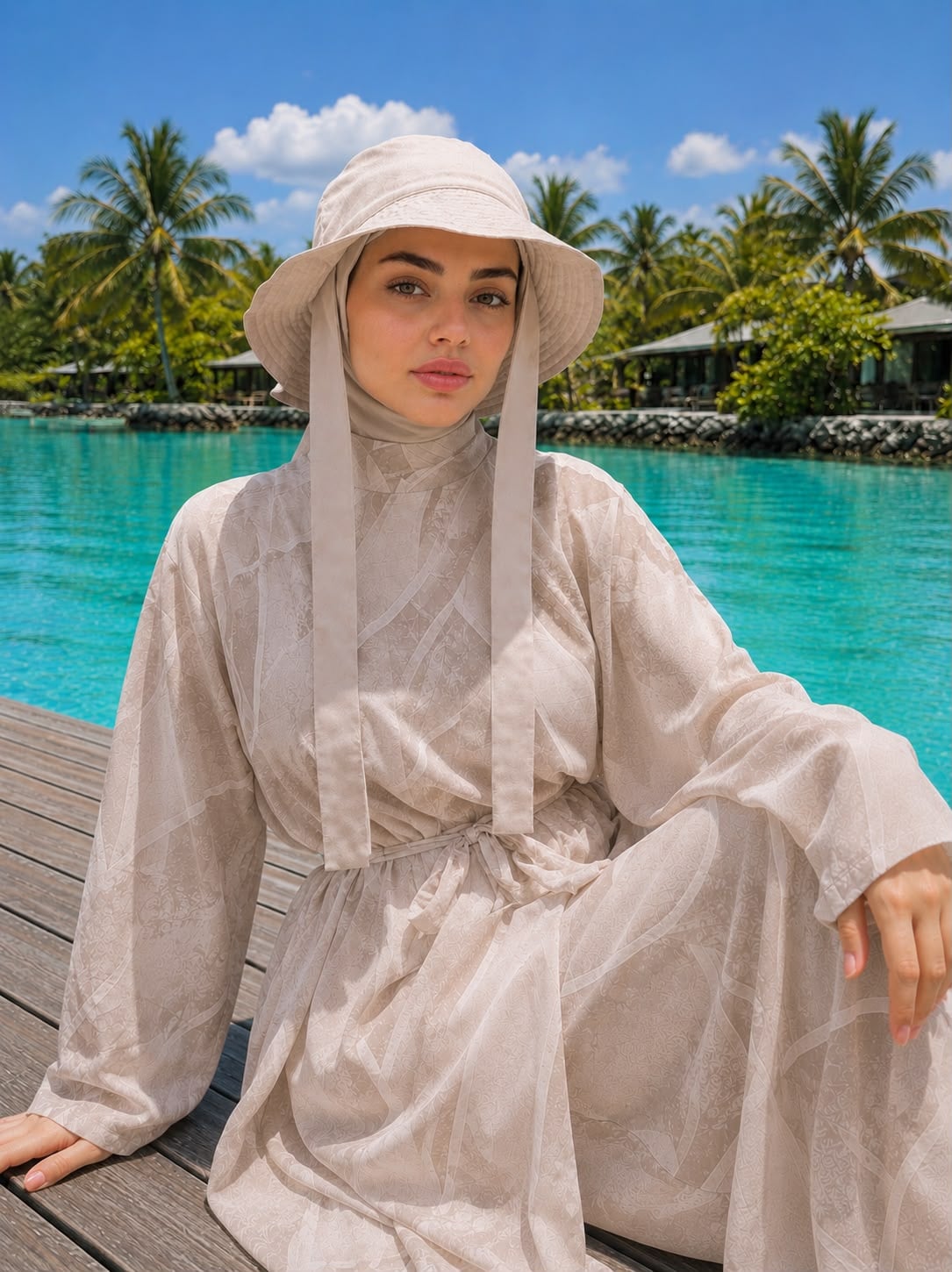 Beige Tie-Up Bucket Hat for Women, 100% Cotton, Pack of 4 - Nesvay - by Peralane - photo 4