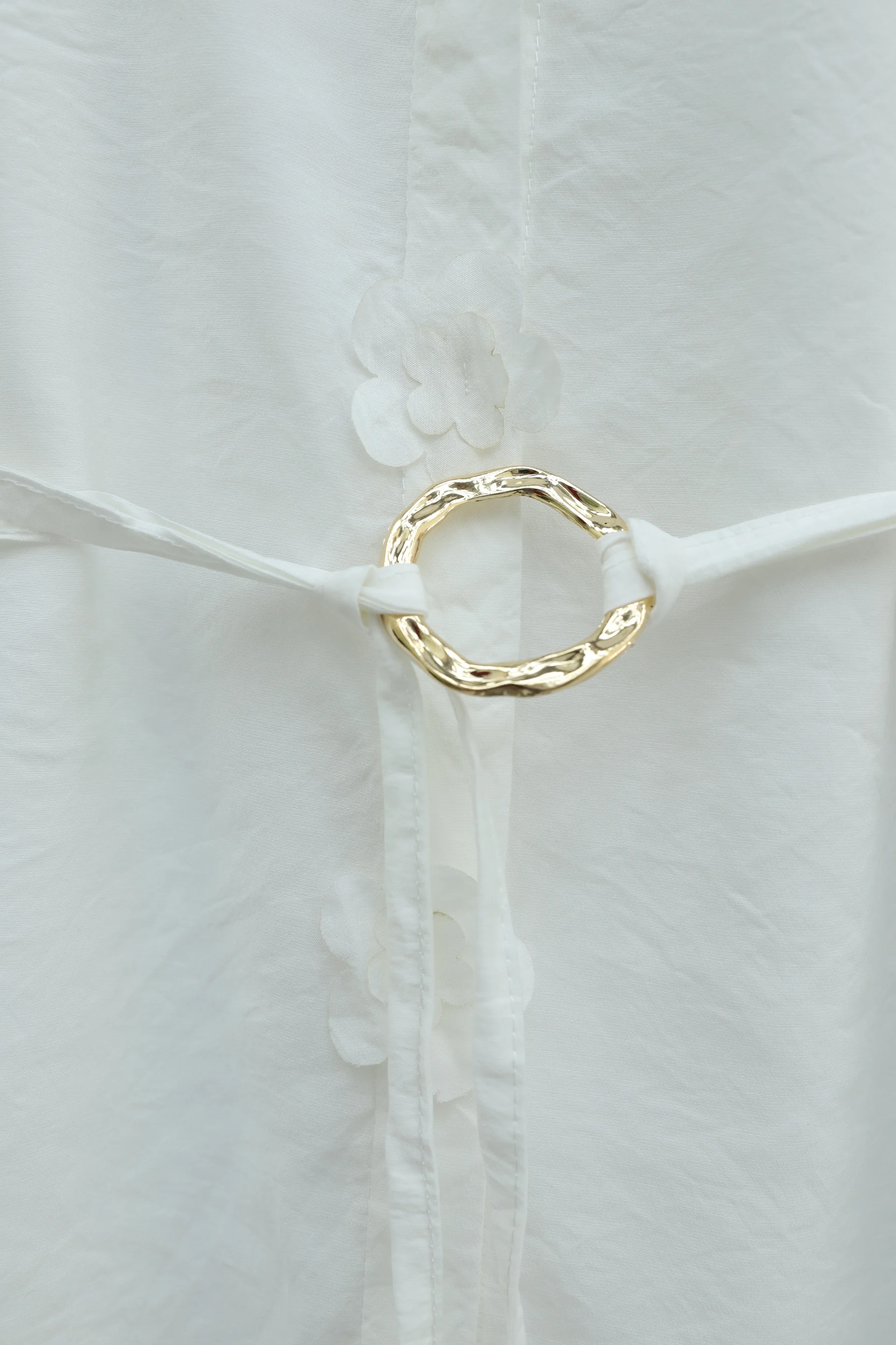 White Modal Tunic with Floral Detail and Buckle Belt – Women's Tunic - Podyumplus - by Peralane - photo 5