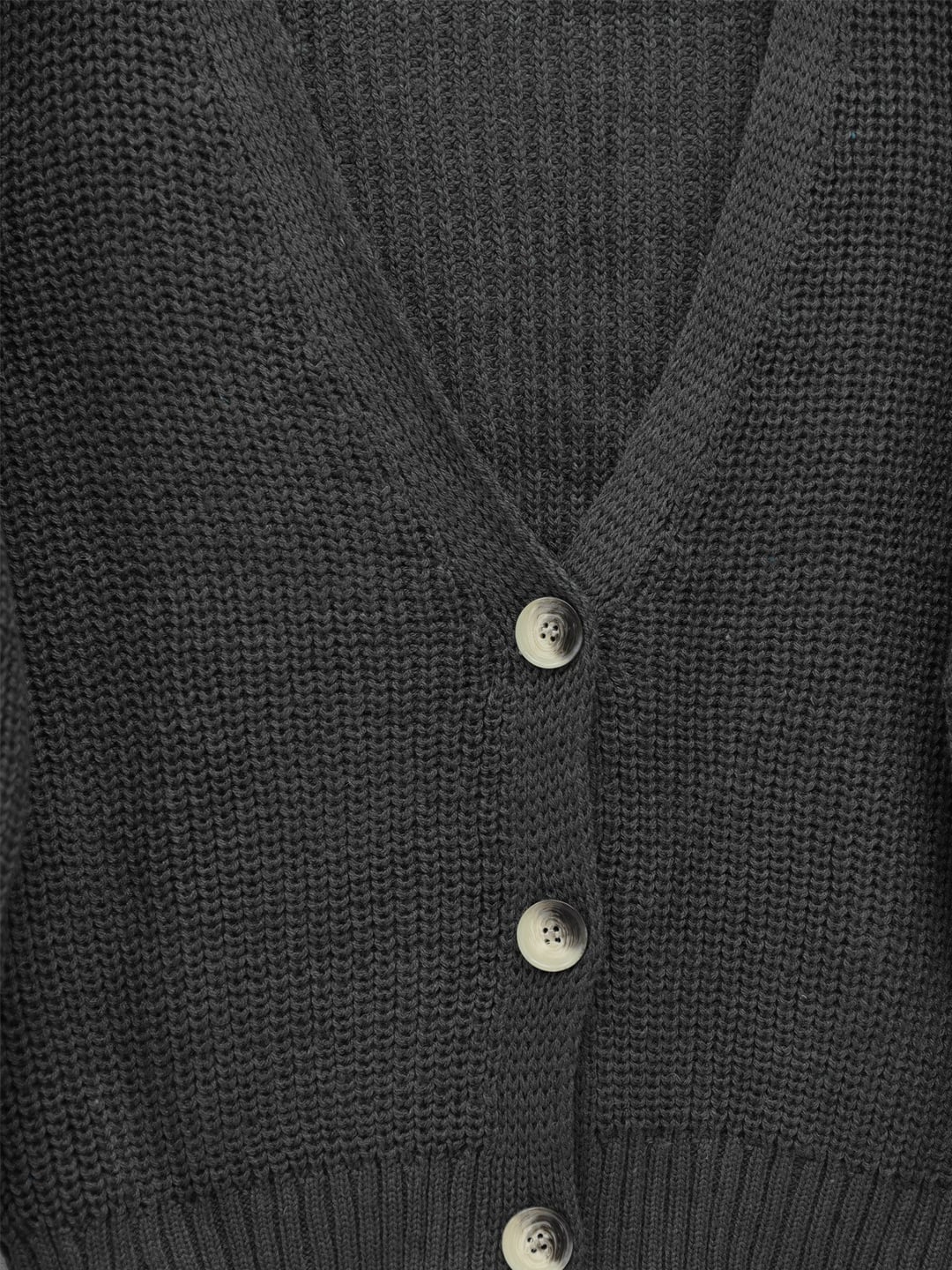 Ribbed Knit Button-Front Cardigan - Smoke Grey - Podyumplus - by Peralane - photo 3