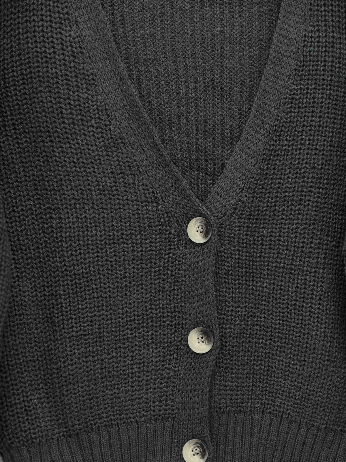 Ribbed Knit Button-Front Cardigan - Smoke Grey - Podyumplus - by Peralane - photo 3