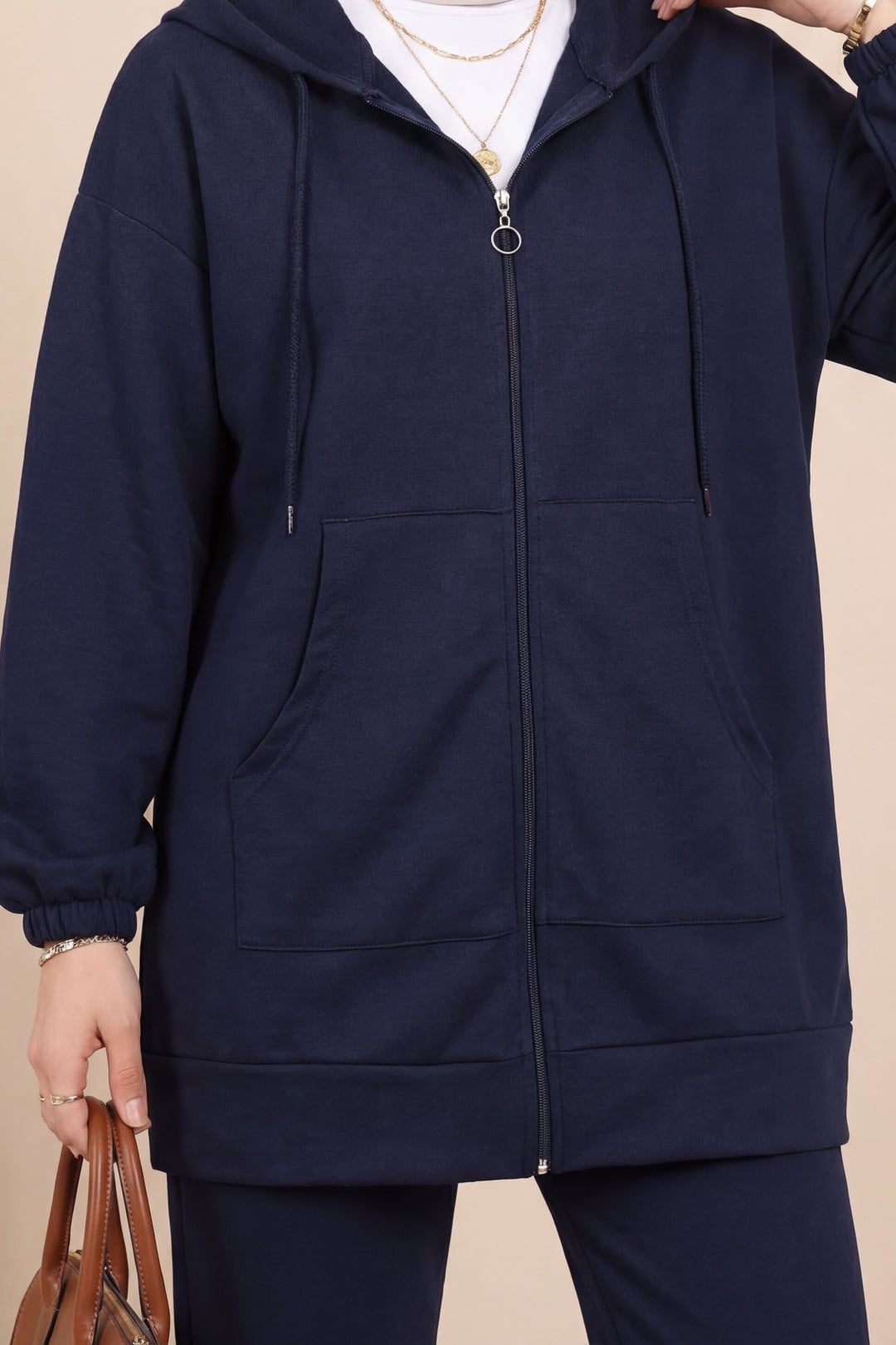 Zip-Up Hooded Lounge Set - Navy - Podyumplus - by Peralane - photo 2