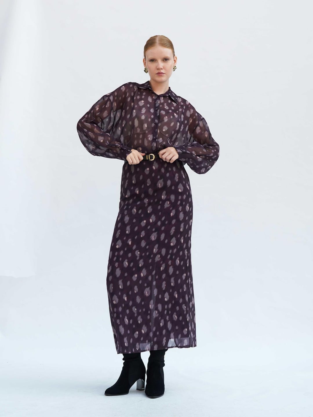 Patterned Maxi Skirt in Dark Purple - Lefon - by Peralane - photo 4