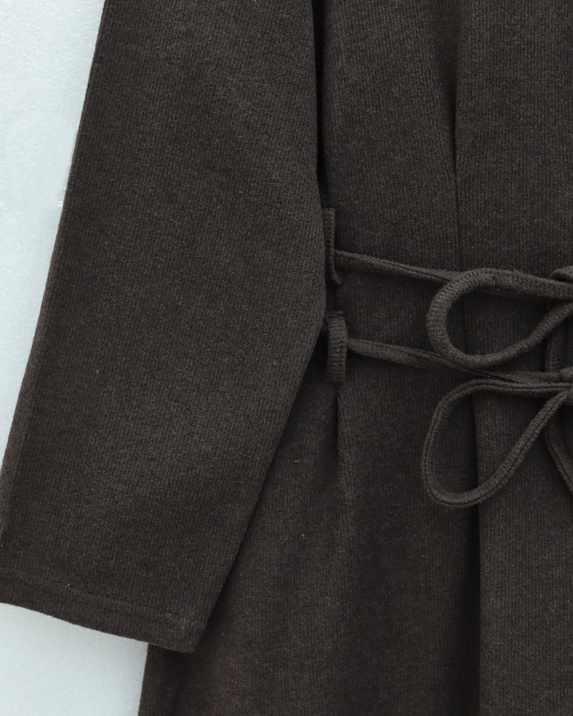 Long-Sleeved Draped Belted Long Dress in Brown - Podyumplus - by Peralane - photo 4