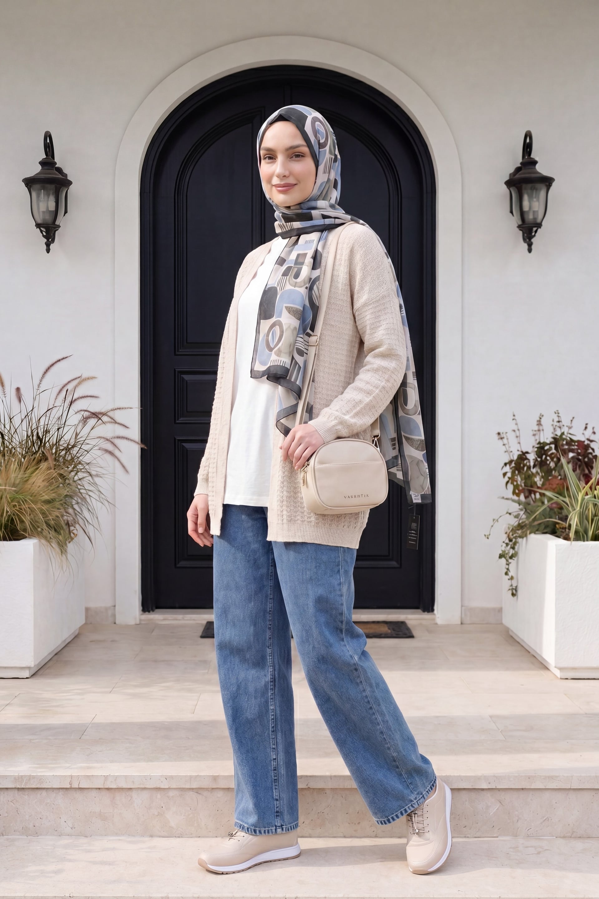 Open-Front Lace Knit Cardigan - Stone - Podyumplus - by Peralane - photo 4