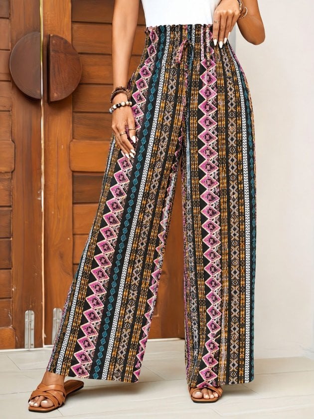 Women's High-Waist Drawstring Patterned Long Suprem Pant - Janes - by Peralane - photo 3