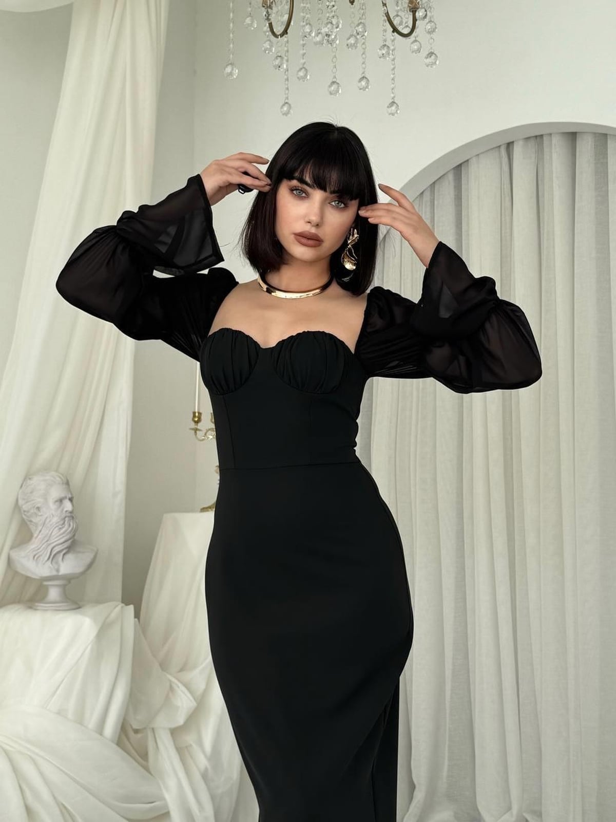 Kessy Midi Dress ETK-00839 in Black - Etika - by Peralane