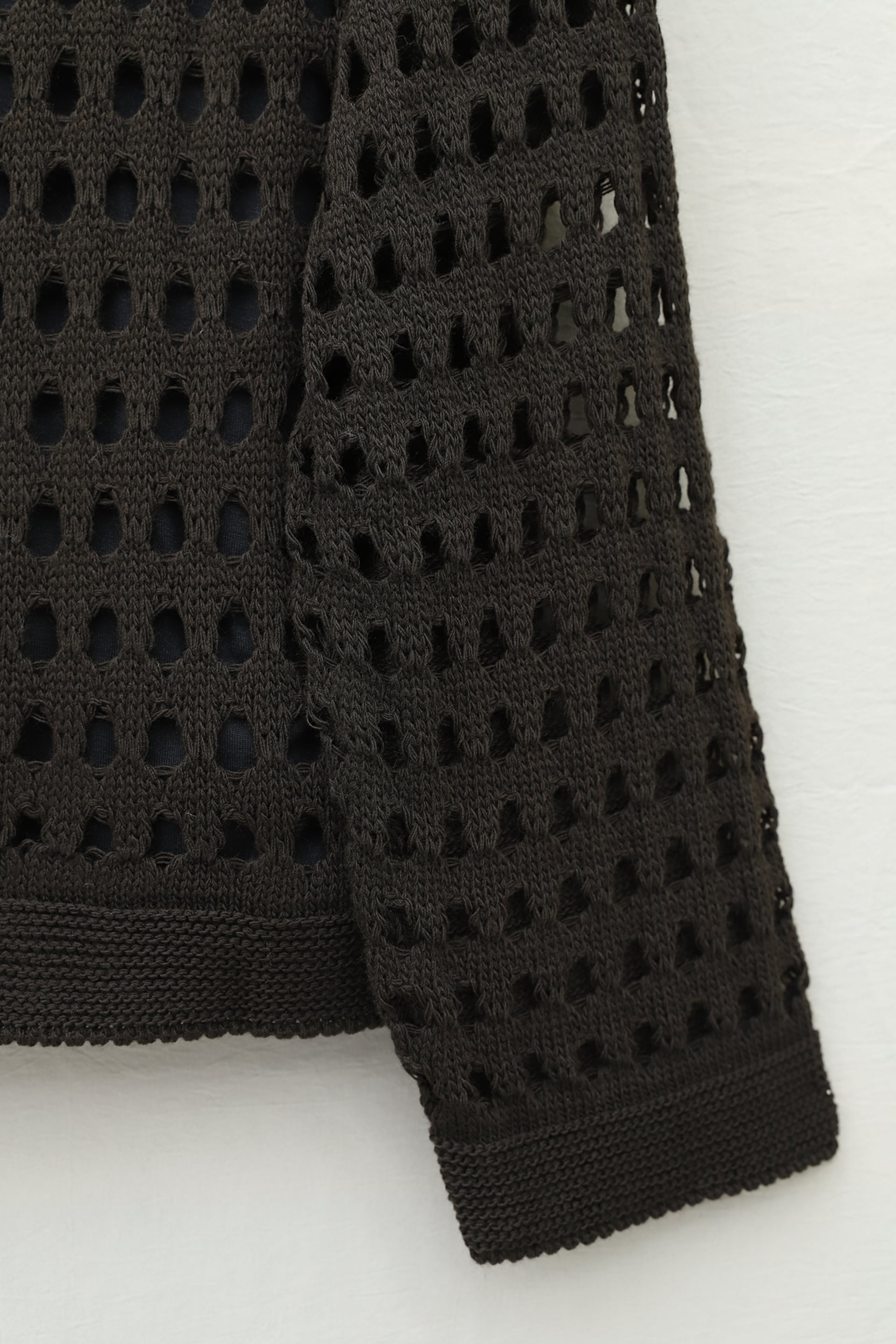 Boat Neck Open-Knit Sweater - Dark Brown - Podyumplus - by Peralane - photo 4