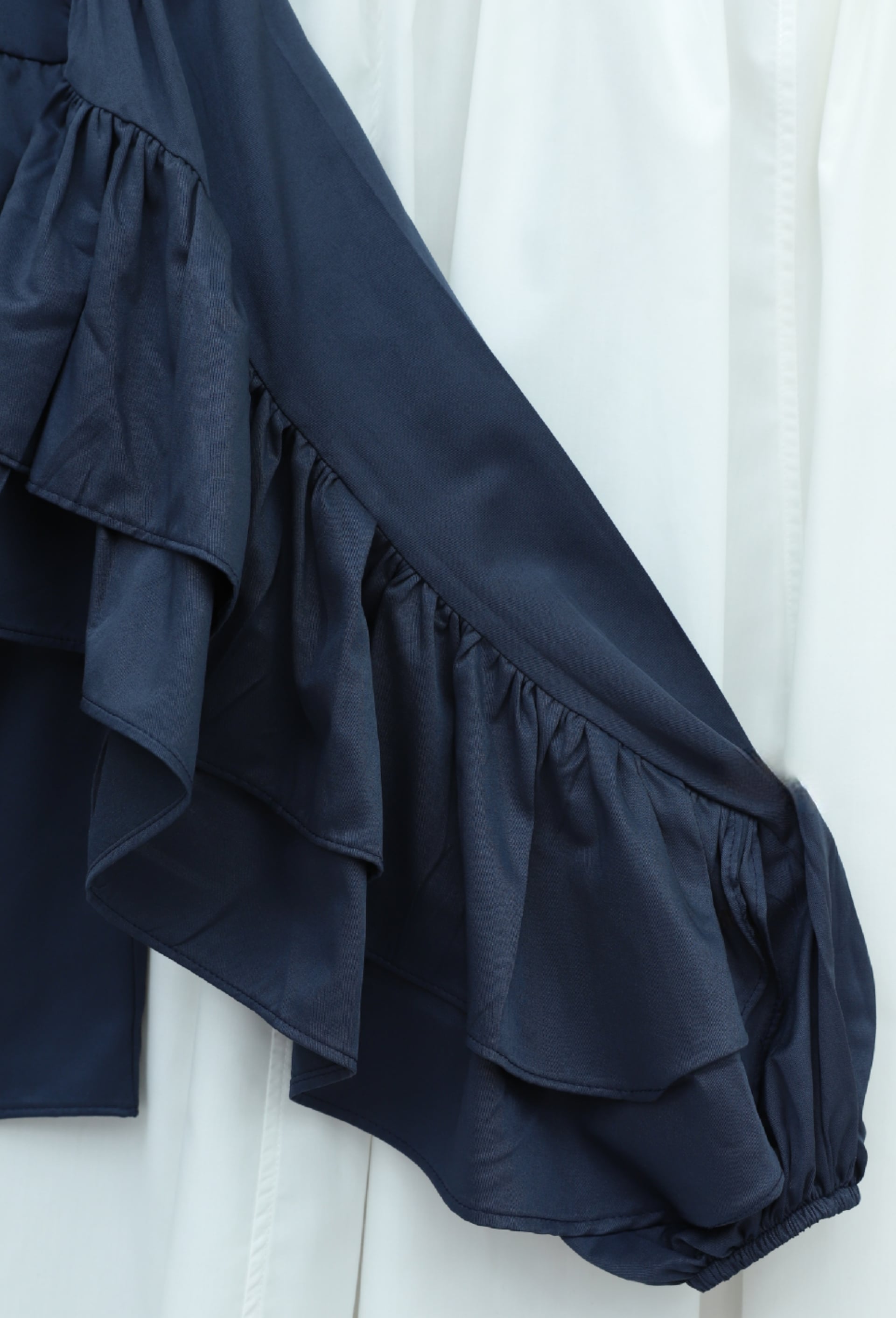 Navy Blue Flounce Sleeve Blouse with Elasticated Cuffs - Podyumplus - by Peralane - photo 5