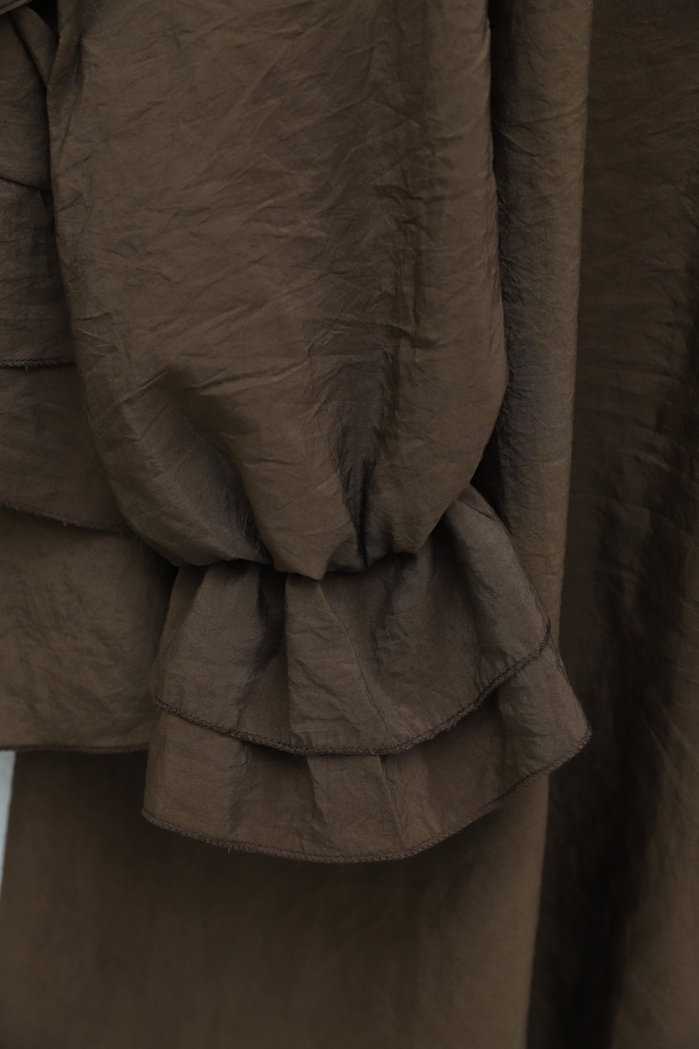 Wide Collar Tie-Up Long Sleeve Skirt Suit Set - Brown - Podyumplus - by Peralane - photo 5