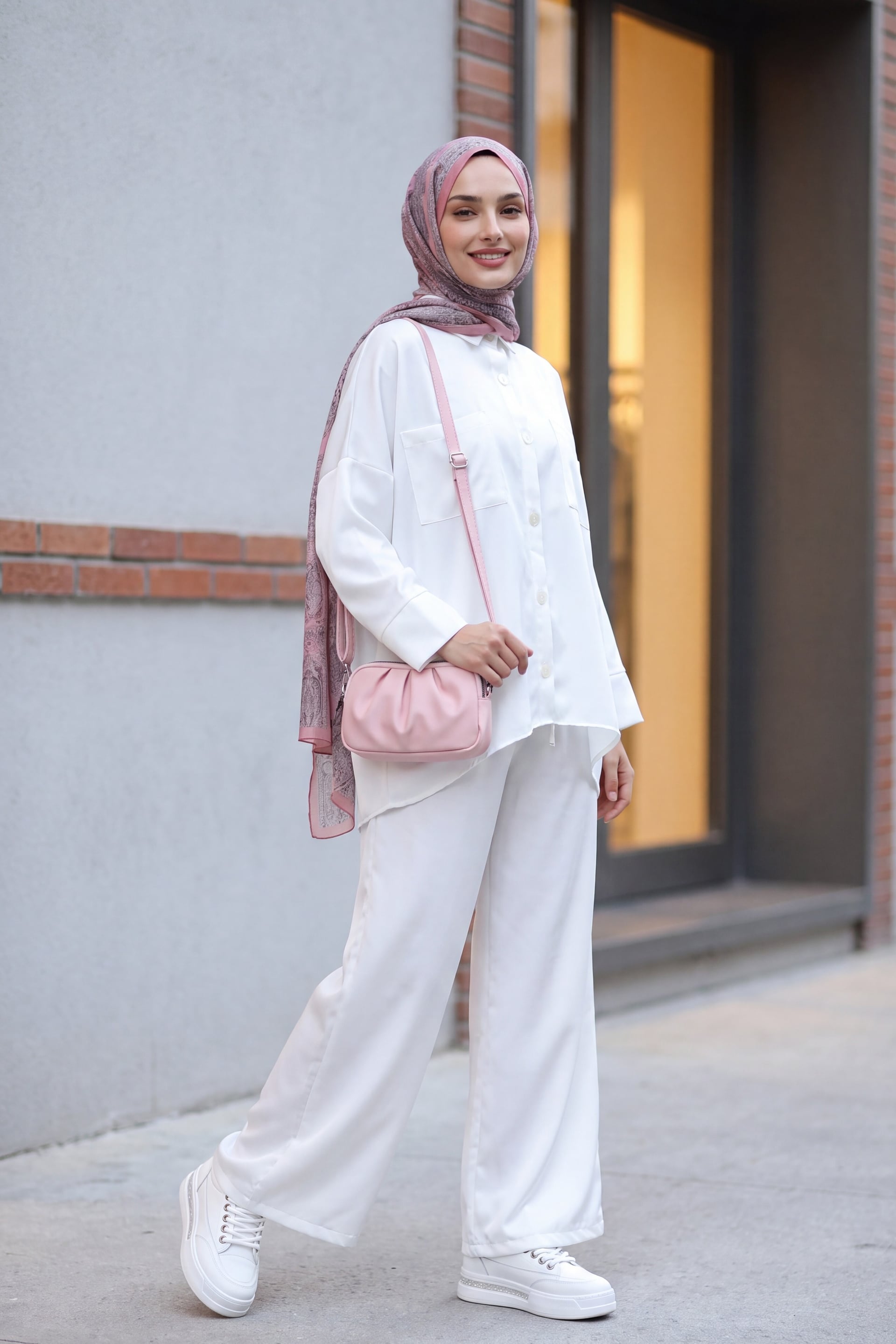White Two-Piece Blouse and Wide-Leg Trousers Set - Podyumplus - by Peralane - photo 2