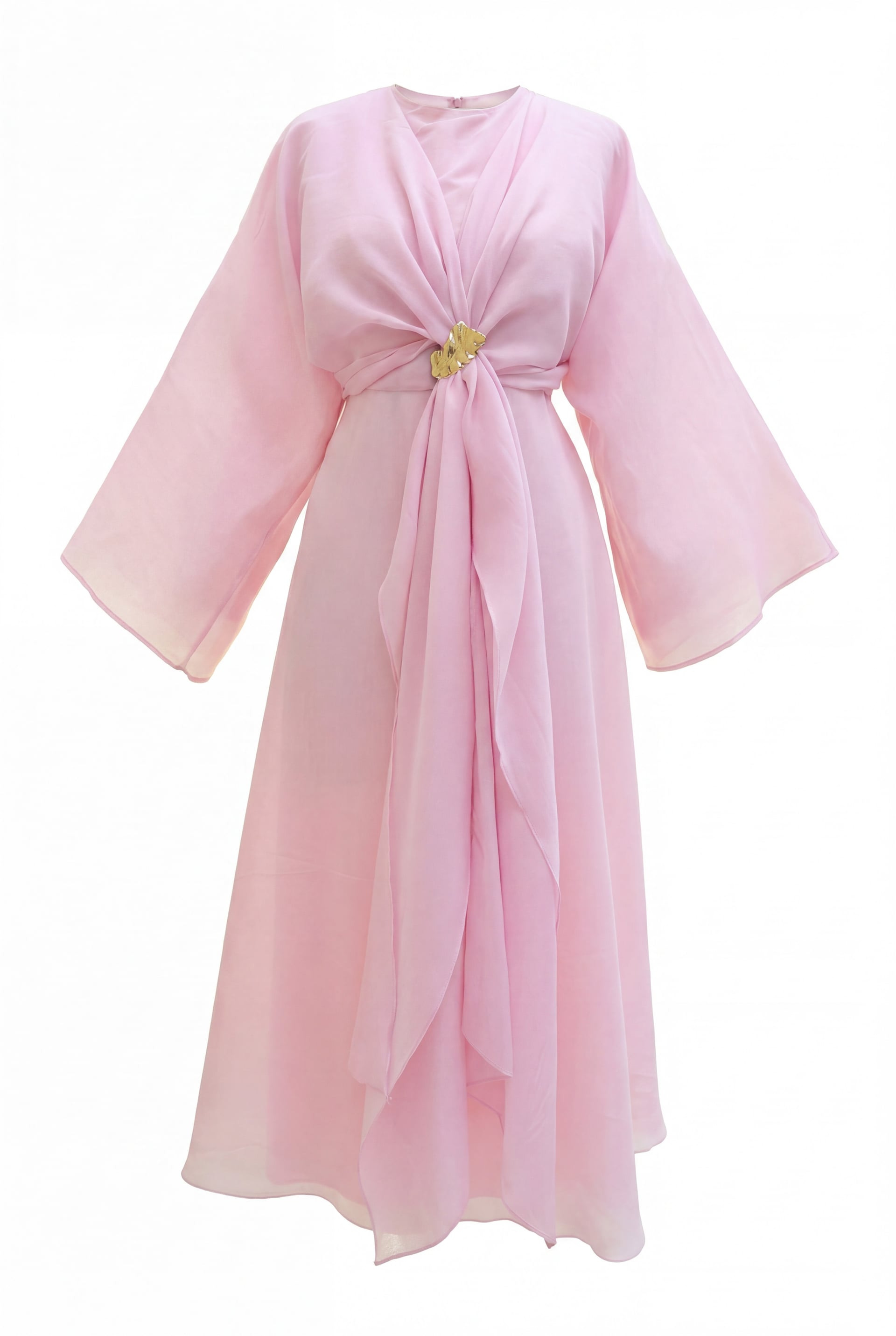 Long Tulle Modal Dress with Tie Belt and Detachable Bolero - Pink - Podyumplus - by Peralane - photo 5