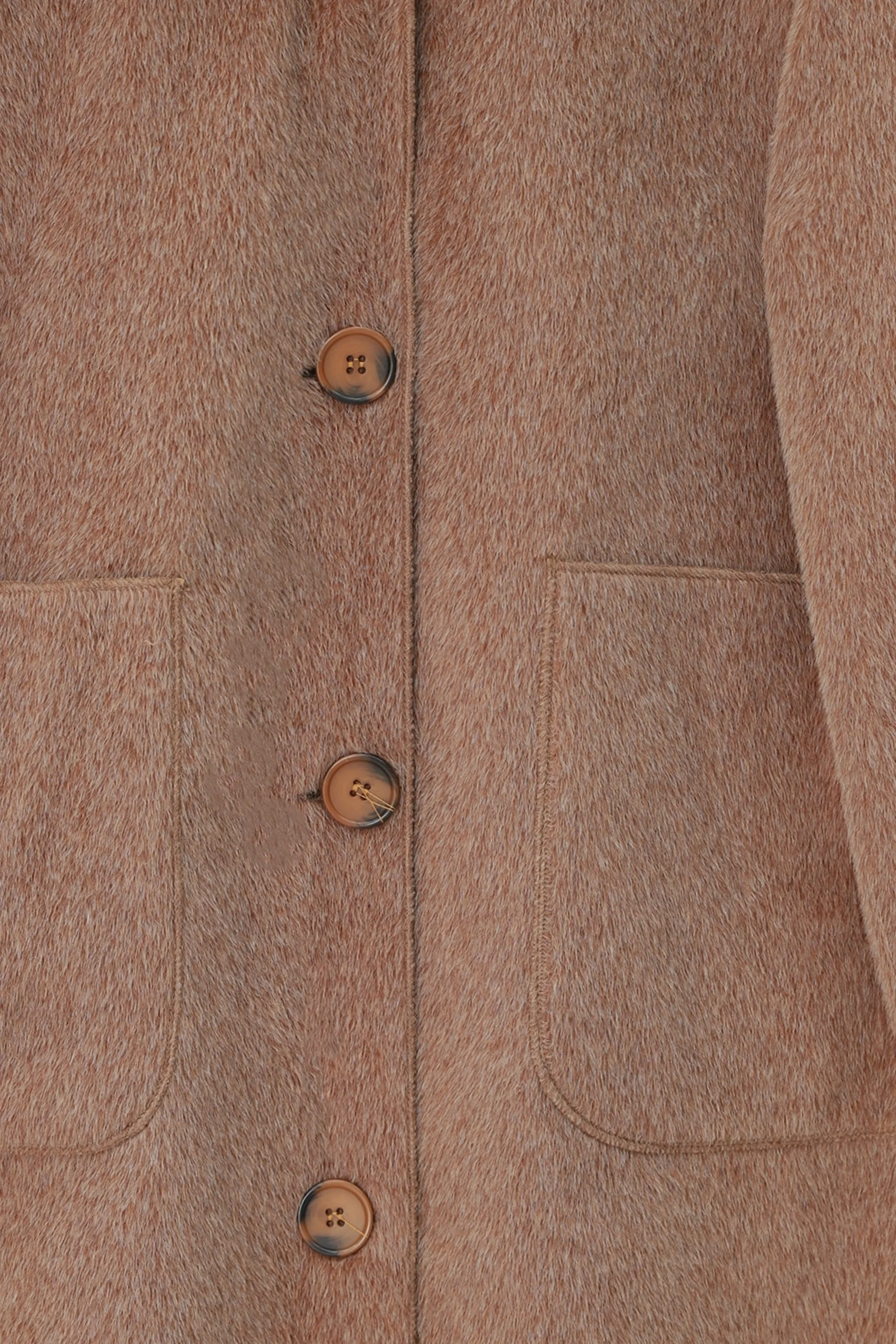 Long Brown Button-Front Coat with Contrast Lapel - Podyumplus - by Peralane - photo 6