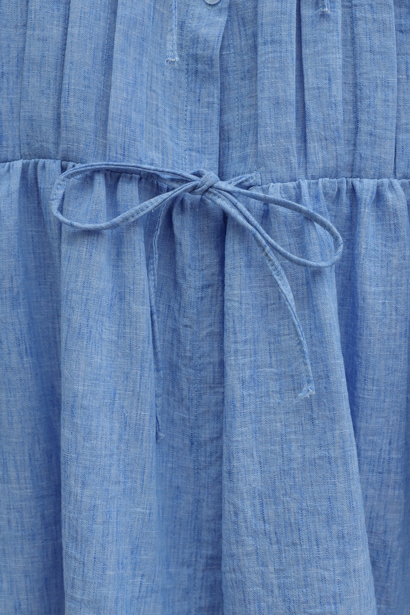 Women's Half-Button Linen Look Two-Piece Set with Tie Waist and Elasticated Cuffs - Blue - Podyumplus - by Peralane - photo 9