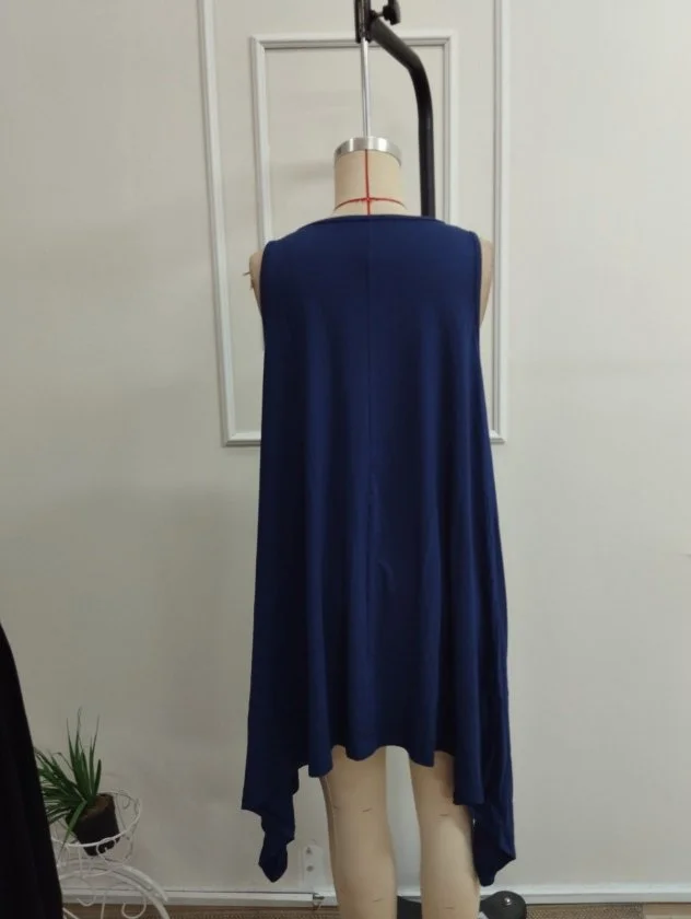 Women's Sleeveless V-Neck Asymmetric Cut Short Viscose Dress - Janes - by Peralane - photo 6