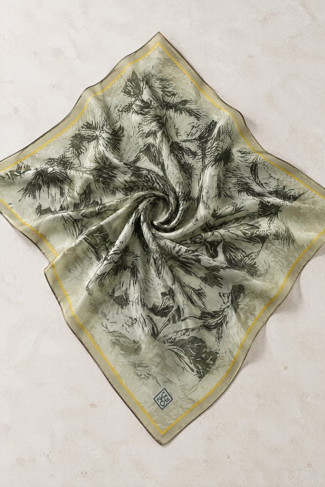 Sakura Flower Print Soft Scarf - Khaki - Podyumplus - by Peralane