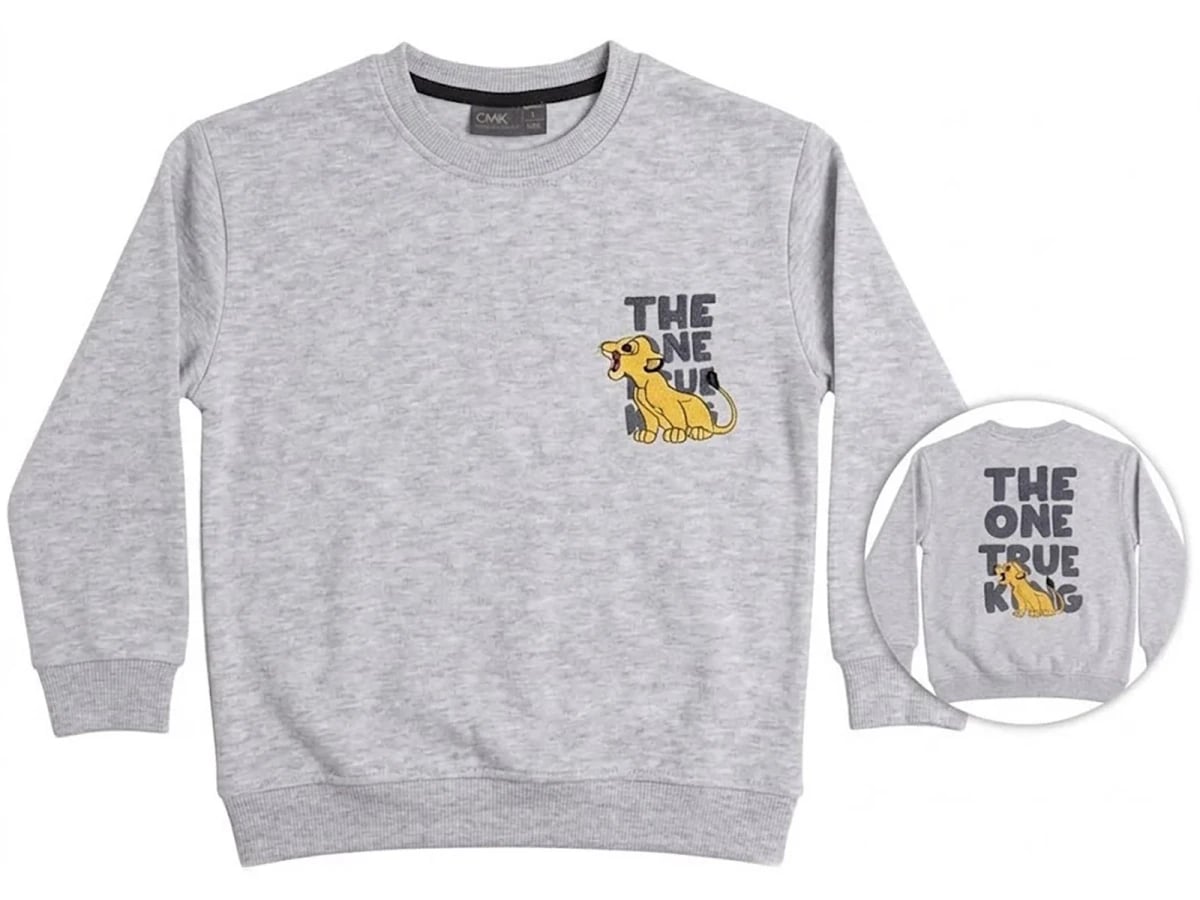 The Lion King Printed Boys' Sweatshirt - Light Grey - CMK - by Peralane