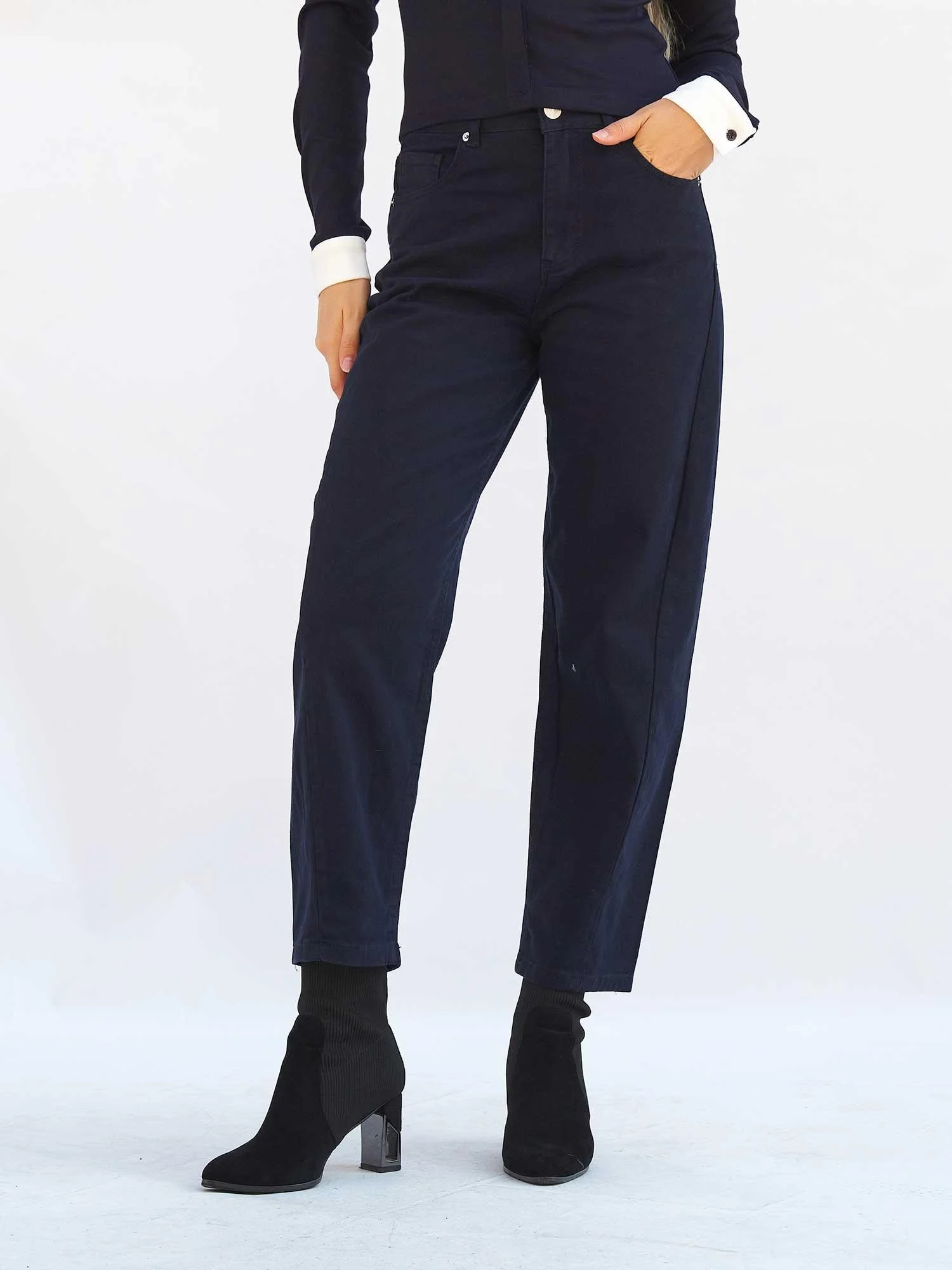 Navy Gabardine Straight-Leg Trousers with Matching Shirt Set - Lefon - by Peralane - photo 8