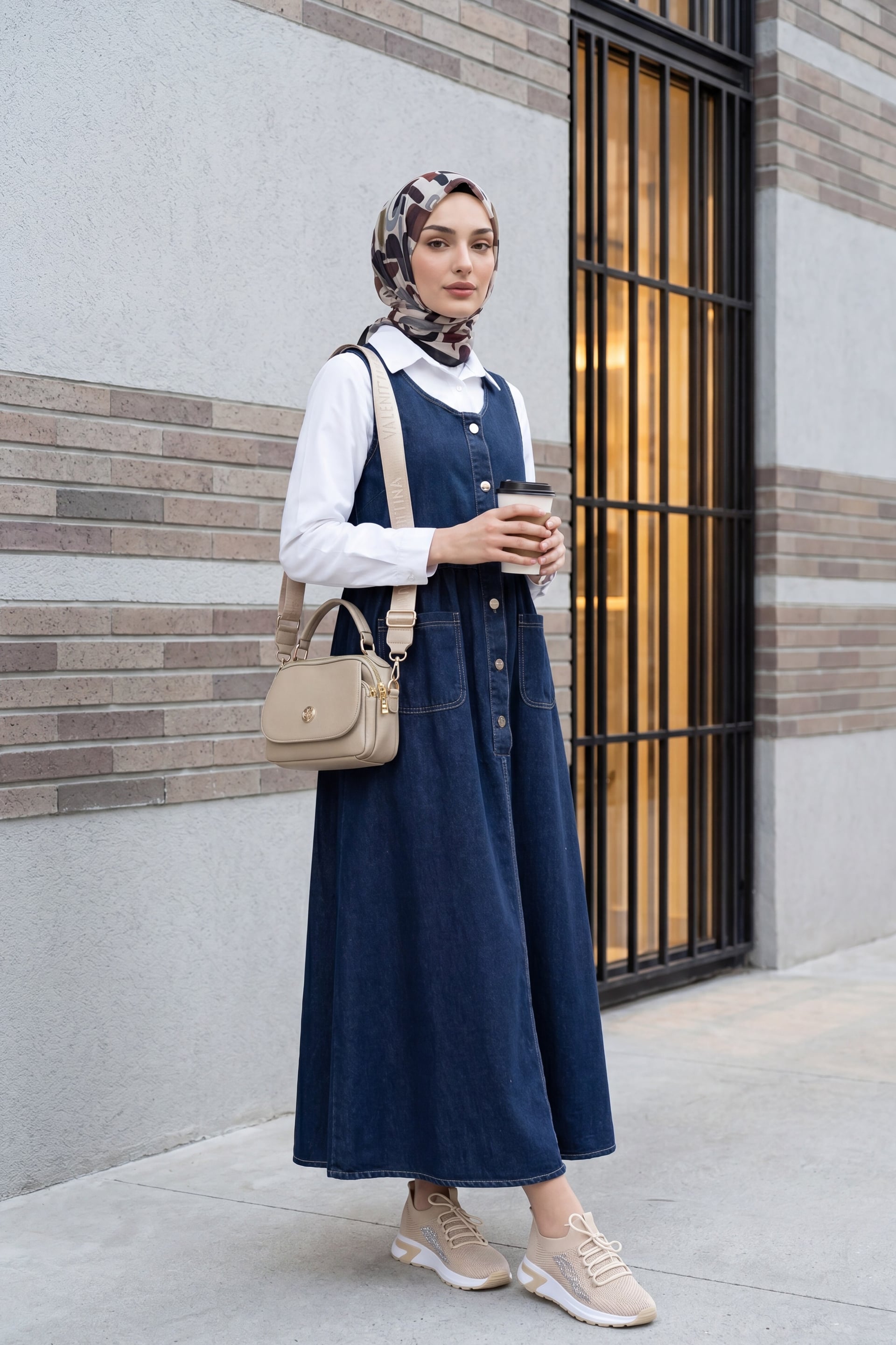 Half Button Double Pocket Sleeveless Denim Jumpsuit - Navy - Podyumplus - by Peralane