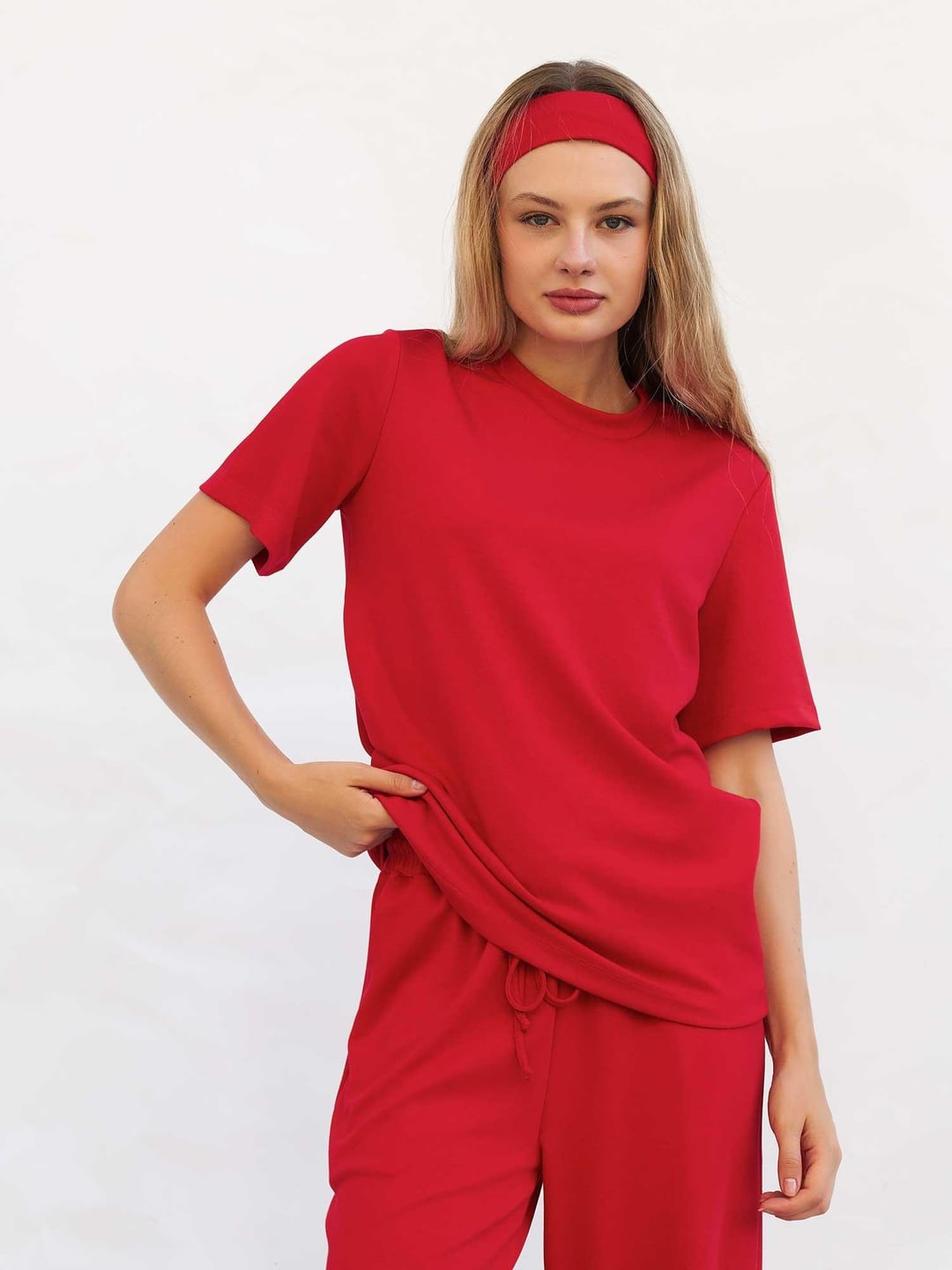 Red Oversize Crew Neck T-Shirt - Lefon - by Peralane - photo 5