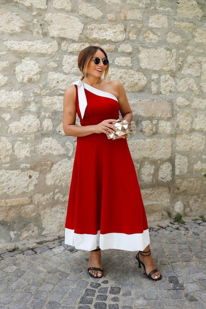 Women's One-Shoulder Midi Dress with Bow Detail - Janes - by Peralane - photo 3