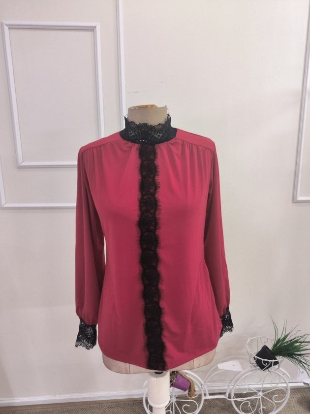 Women's Long Sleeve Half Turtleneck Lace Detail Sandy Blouse - Janes - by Peralane - photo 4