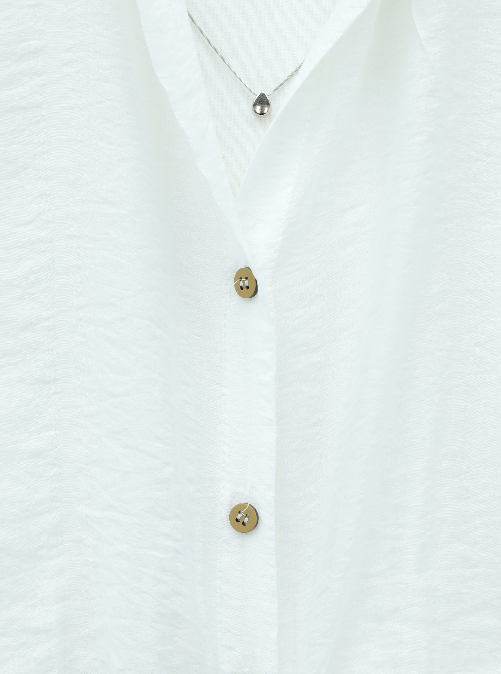 Crop Bodysuit Detail Long Back Shirt with Necklace - Ecru - Podyumplus - by Peralane - photo 5