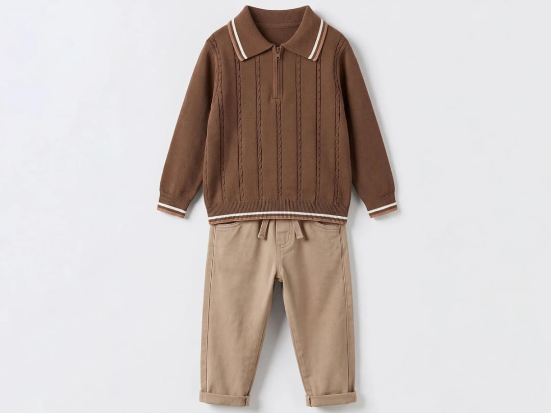 Knitted Pattern Sweater Boys Baby 2-Piece Set - Canoz - by Peralane