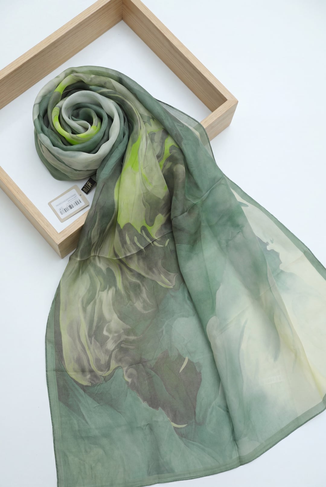 Natural Viscose Shawl - Green - Podyumplus - by Peralane