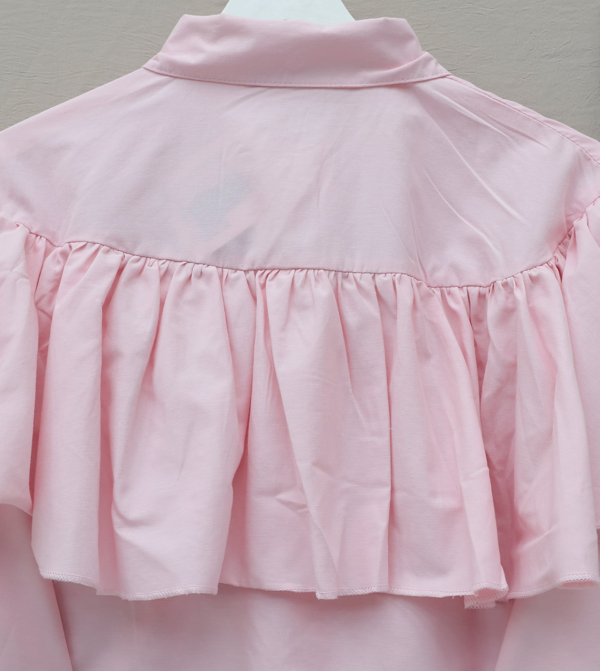 Front and Shoulder Ruffle Detail Poplin Shirt Blouse - Pink - Podyumplus - by Peralane - photo 4