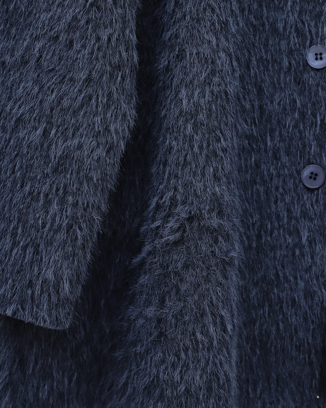 Scarf Detail Button-Front Fuzzy Cardigan - Dark Navy - Podyumplus - by Peralane - photo 3