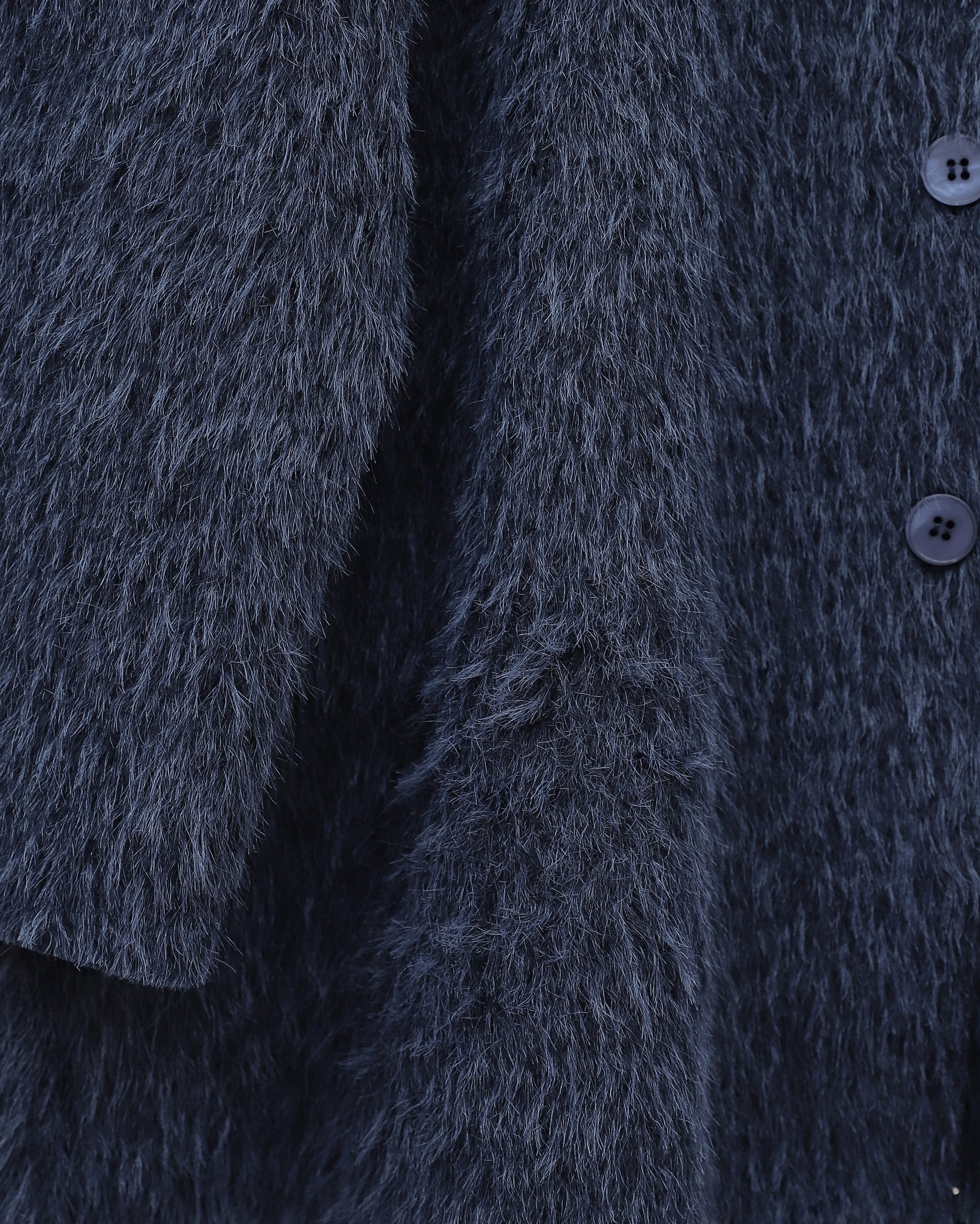 Scarf Detail Button-Front Fuzzy Cardigan - Dark Navy - Podyumplus - by Peralane - photo 3
