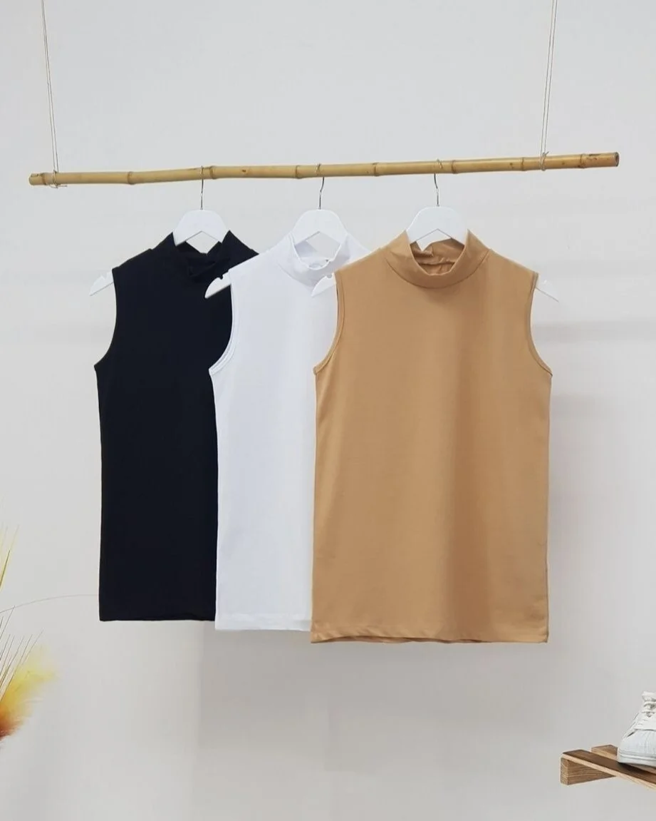 Half Mock Neck Sleeveless Undershirt - Black - Podyumplus - by Peralane - photo 2