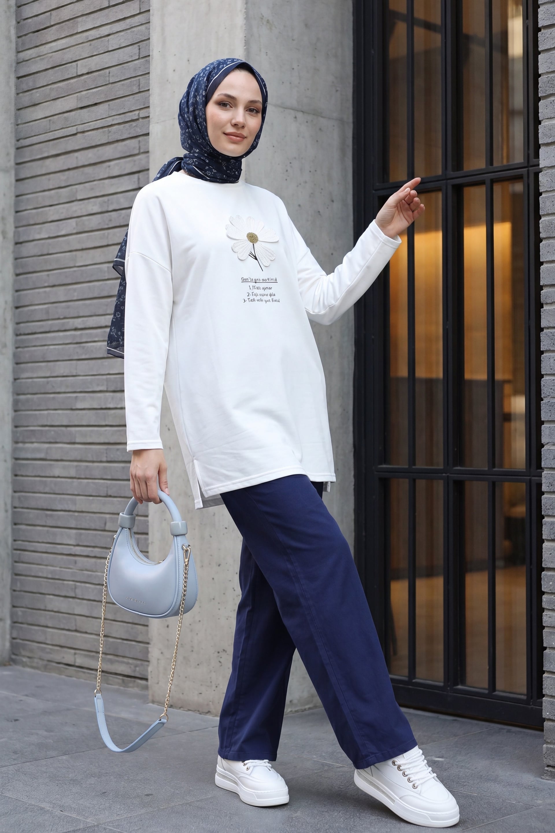 Drawstring Wide-Leg Linen Look Trousers - Dark Navy - Podyumplus - by Peralane - photo 4