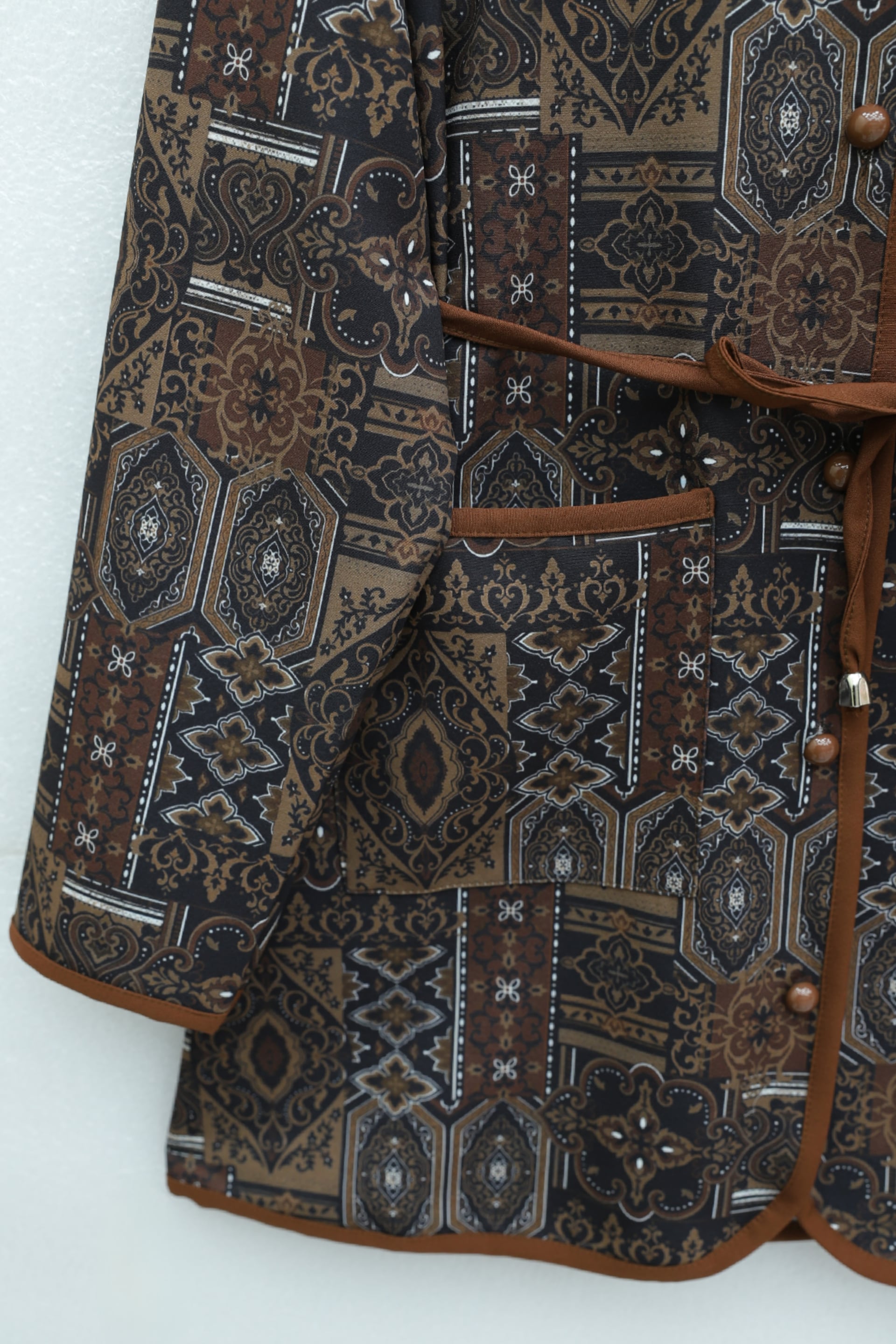 Women's Printed Jacket and Trousers Two-Piece Set with Tie Belt - Tan - Podyumplus - by Peralane - photo 6