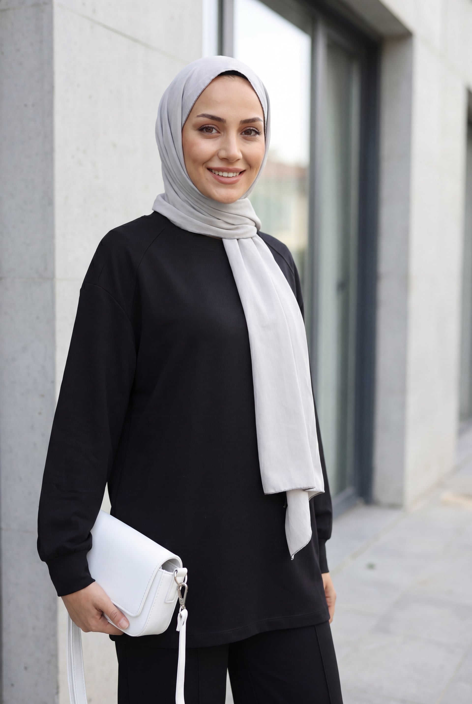 Scoop Neck Oversize Two-Piece Set with Pocket Trousers - Black - Podyumplus - by Peralane - photo 7