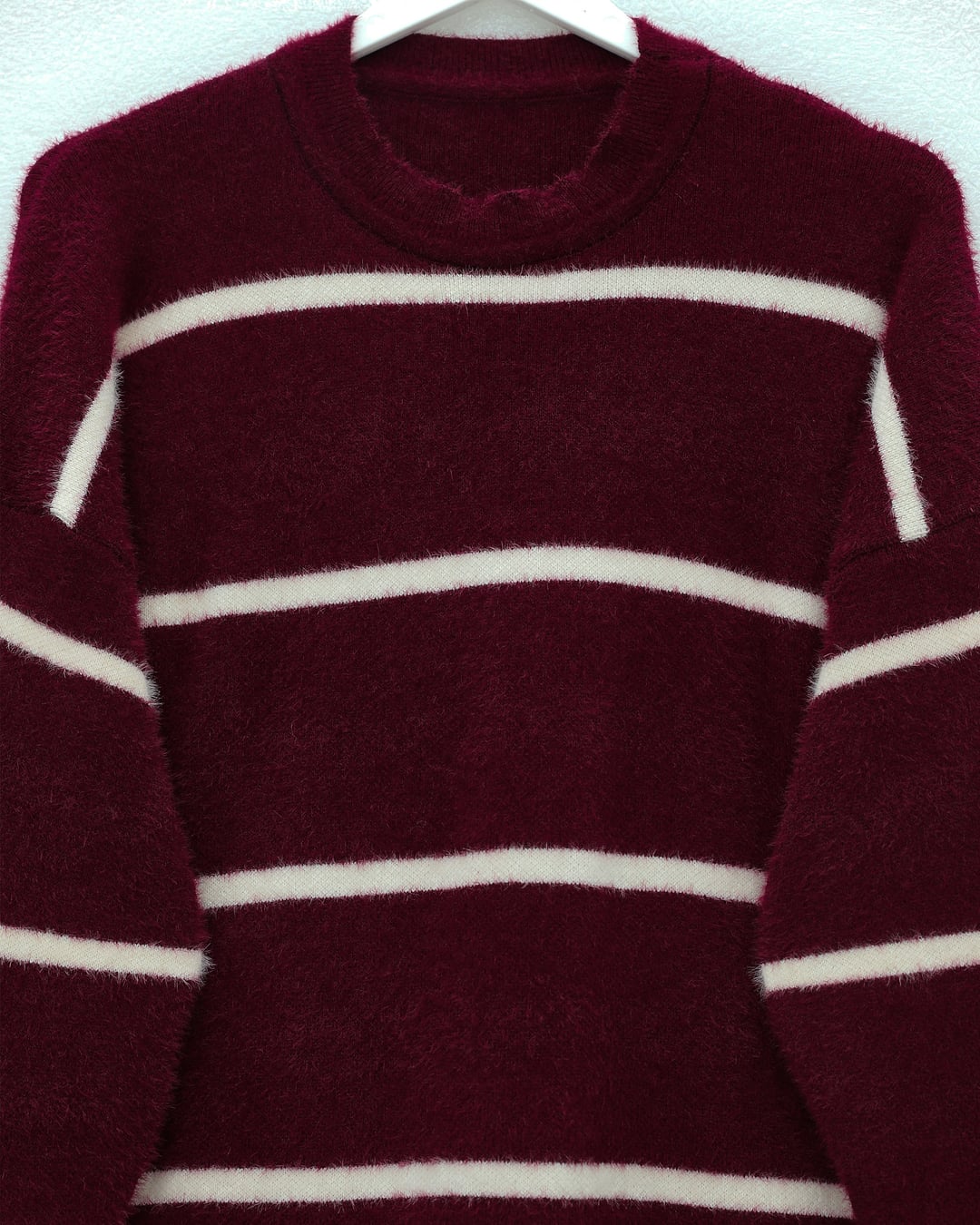 Striped Slouchy Knit Tunic - Burgundy - Podyumplus - by Peralane - photo 5