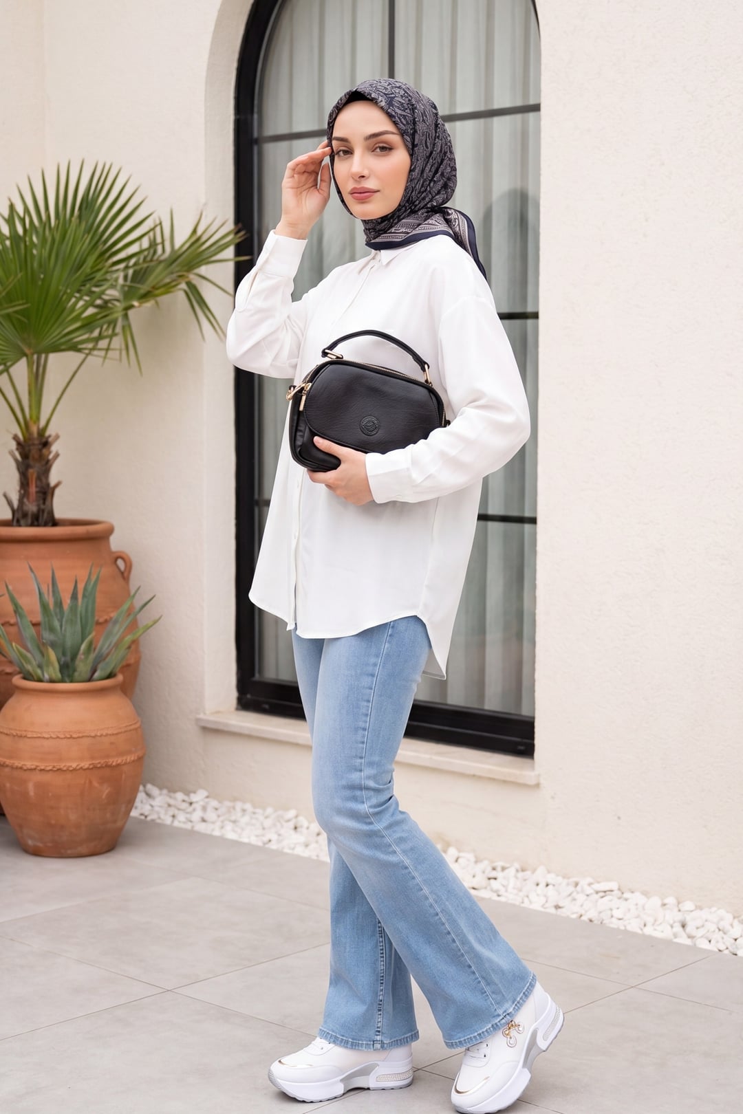 Light Blue Flared High-Waist Denim Jeans with Pockets - Podyumplus - by Peralane - photo 4