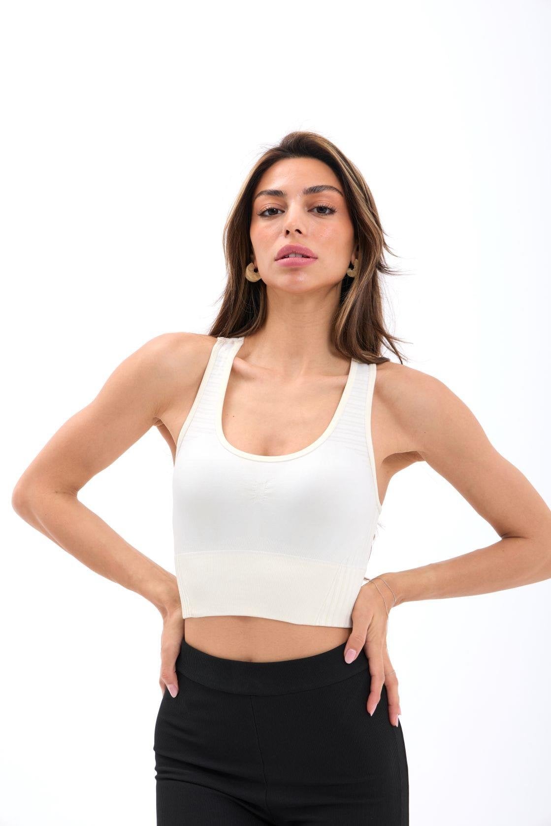 Women's Racerback Sports Bra in Ecru - Fame - by Peralane - photo 4
