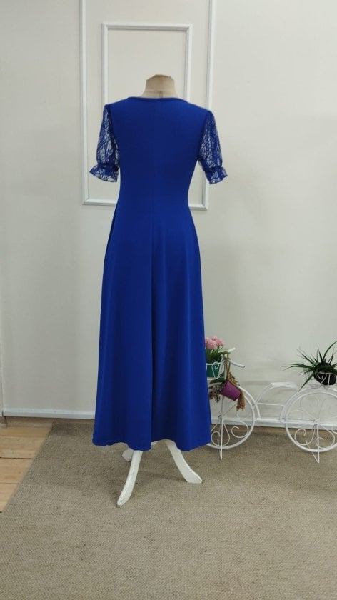 Women's Short Sleeve V-Neck Long Shimmer Dress - Janes - by Peralane - photo 5