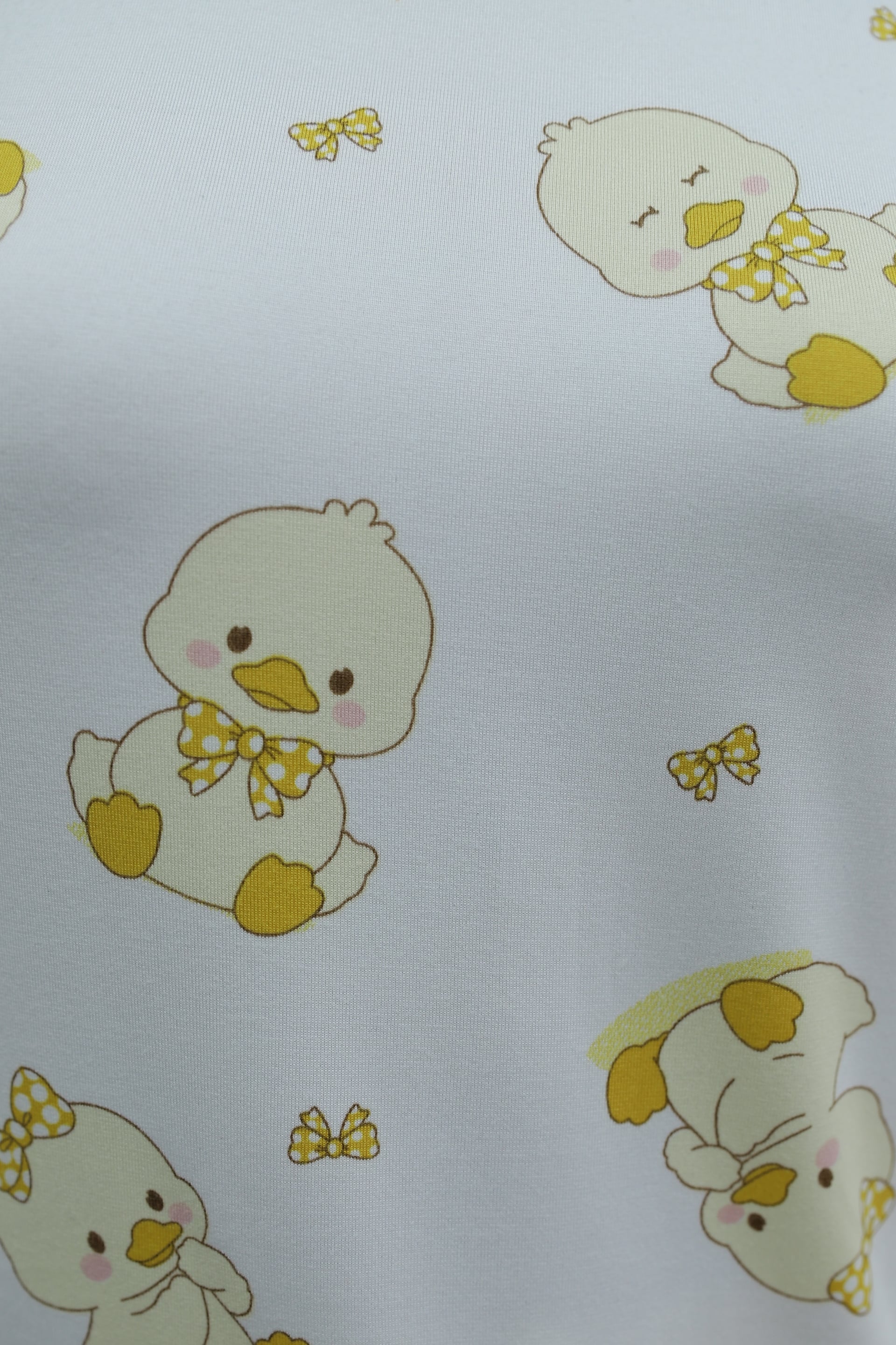 Duck Print Bicycle Neck Short Sleeve Terry Pyjama Set - Ecru - Podyumplus - by Peralane - photo 5