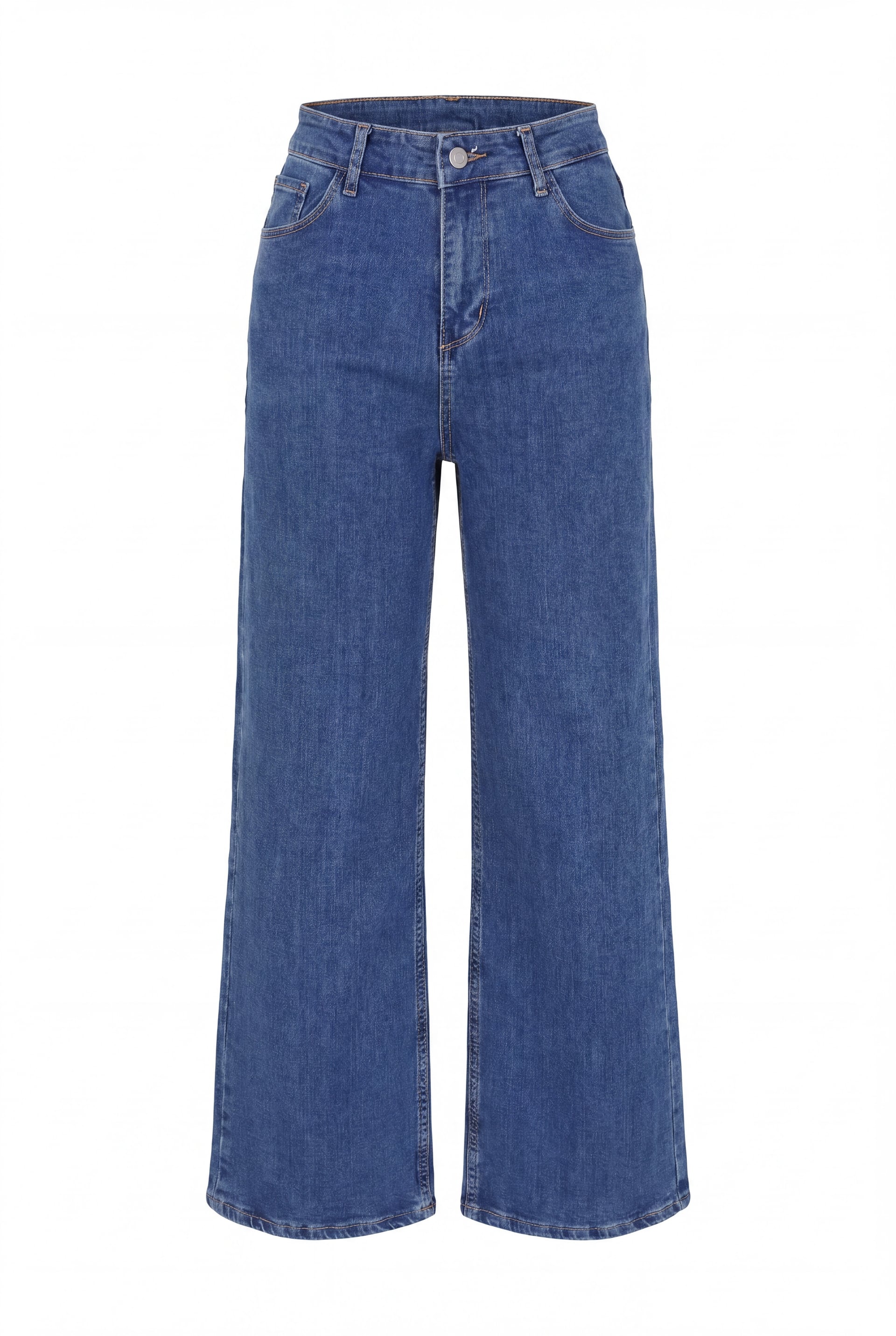 Pocketed Zip Palazzo Denim Trousers - Indigo - Podyumplus - by Peralane - photo 6