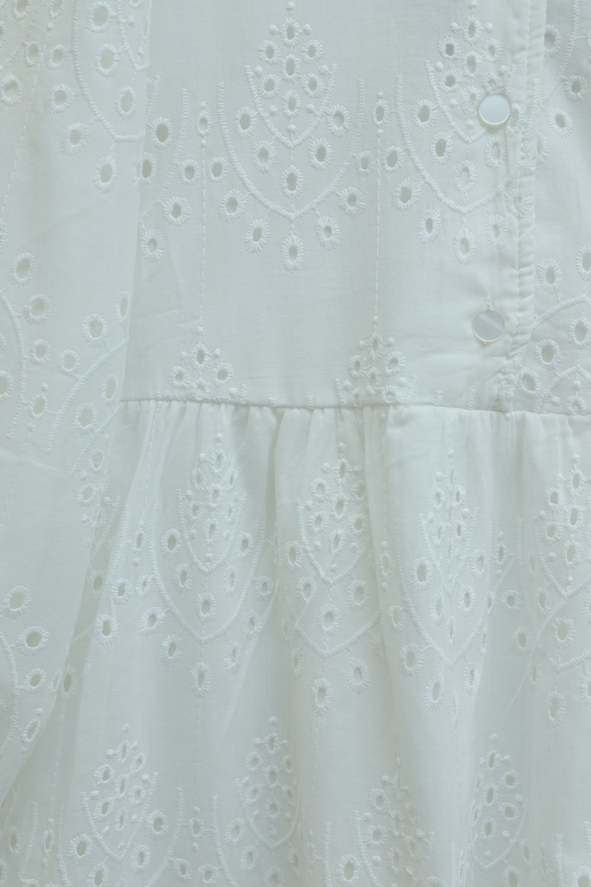 Half Button Lace Detail Yoke Dress - White - Podyumplus - by Peralane - photo 8