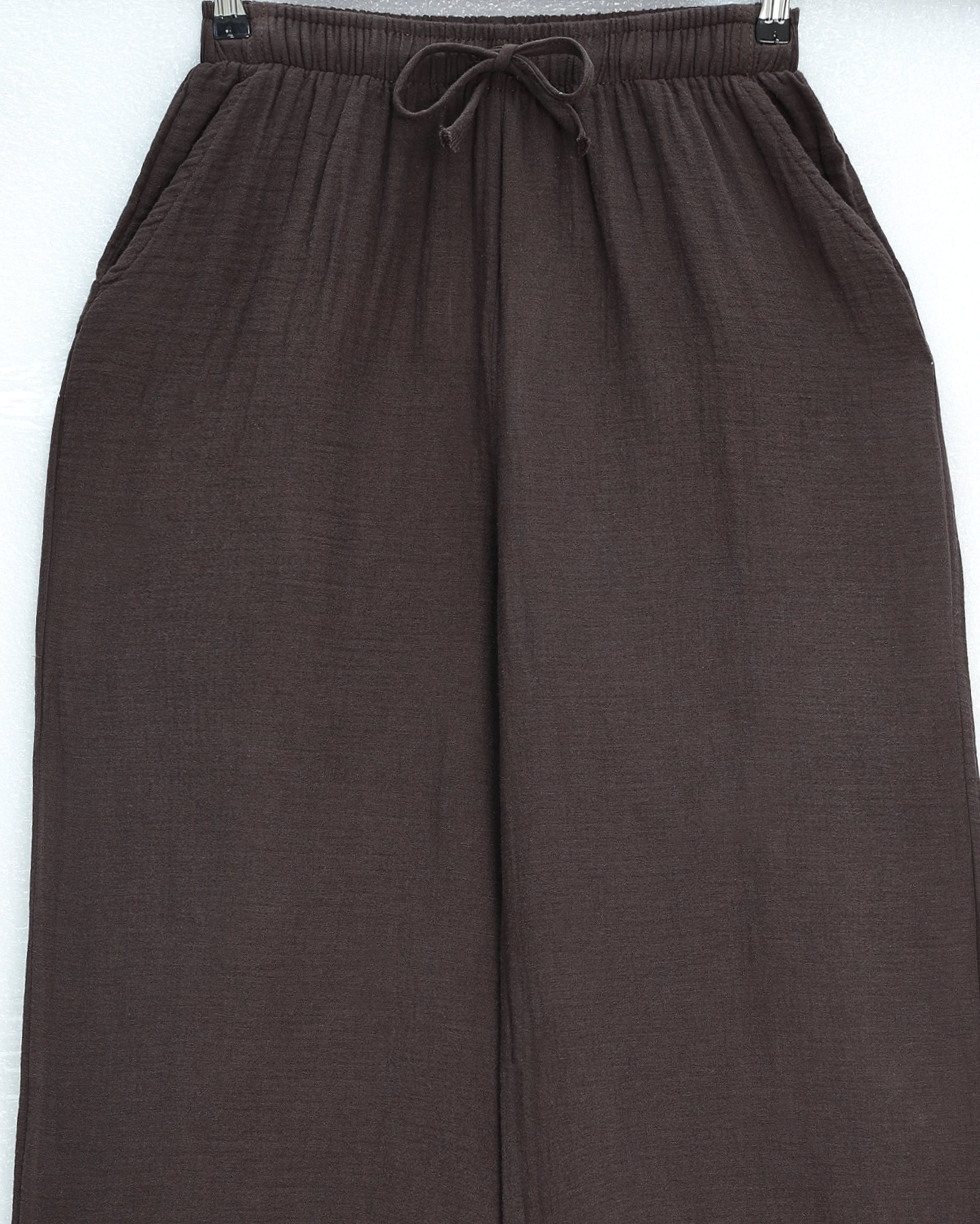 Drawstring Wide Leg Muslin Trousers - Brown - Podyumplus - by Peralane - photo 5