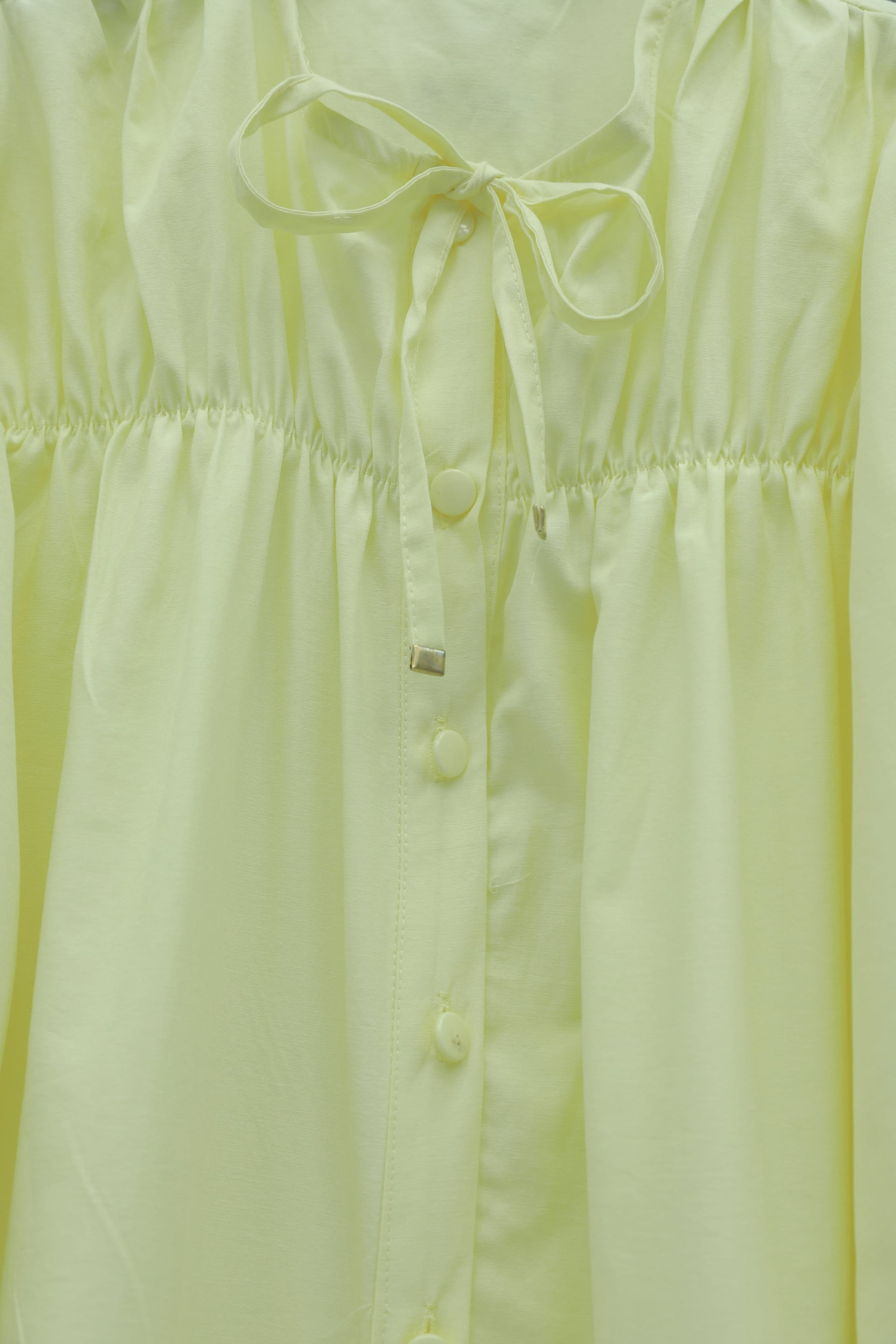 Ruffled Poplin Tunic with Elastic Smocked Yoke and Button Front - Yellow - Podyumplus - by Peralane - photo 6