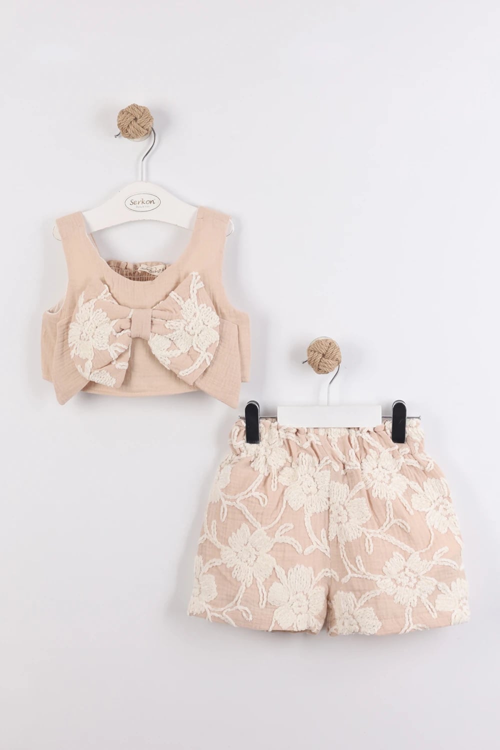 Embroidered Muslin Shorts Set for Girls - Serkon Baby - by Peralane