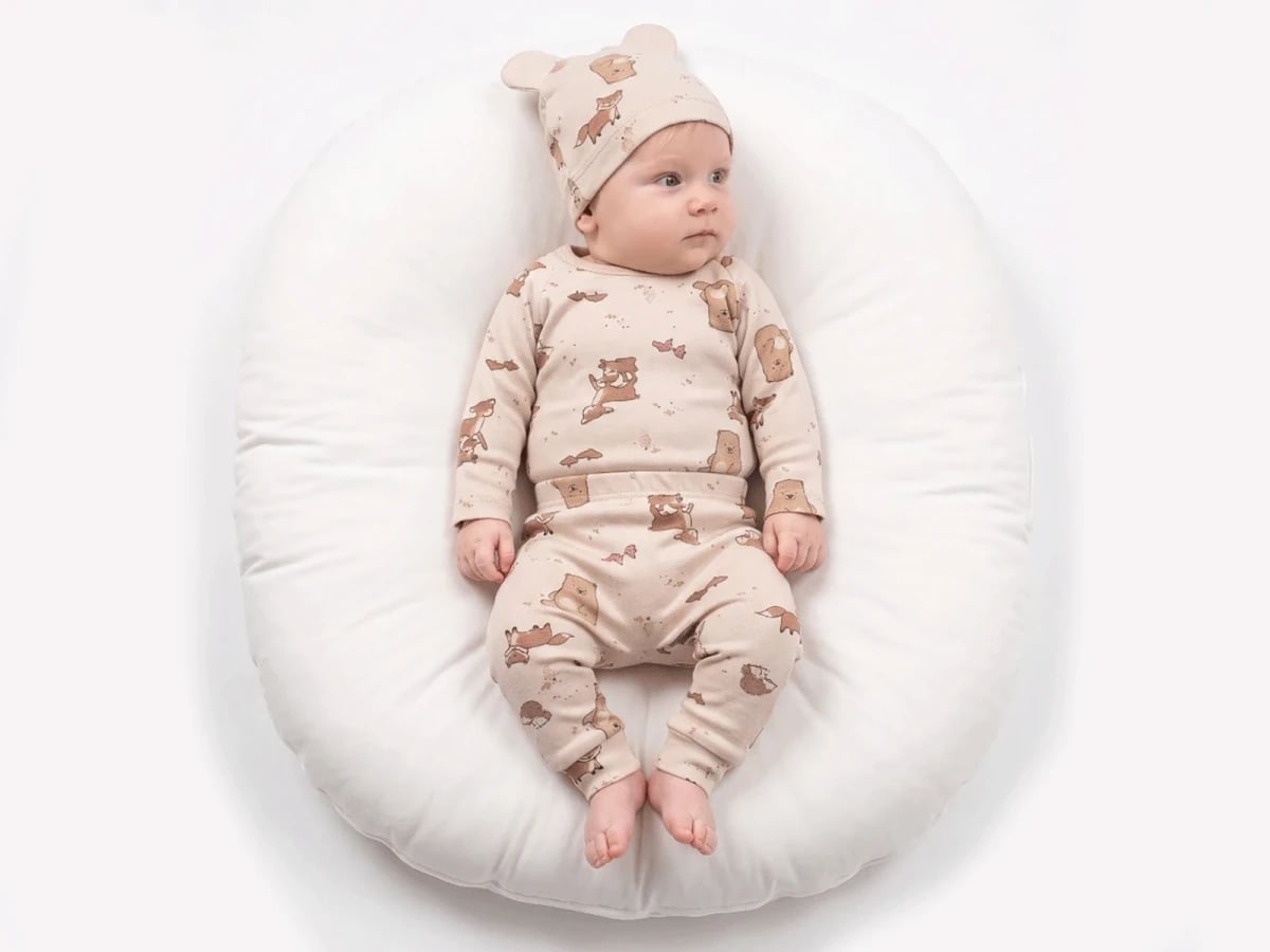 Baby Boys 3-Piece Set with Hat - Beige Bear Print - Cayzen - by Peralane
