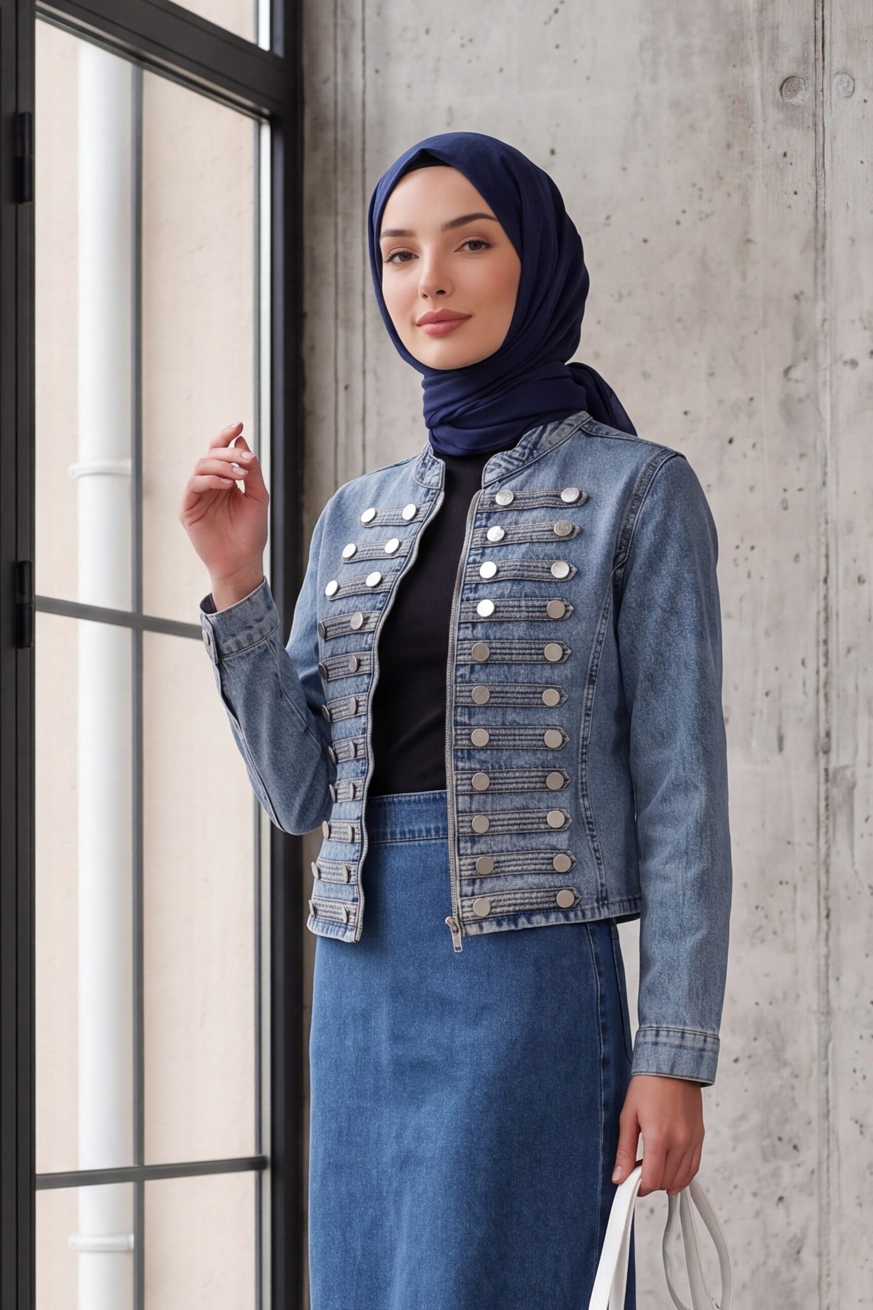 Women's Slim Fit Button Denim Jacket 0764 - Light Blue - Bigdart - by Peralane - photo 2