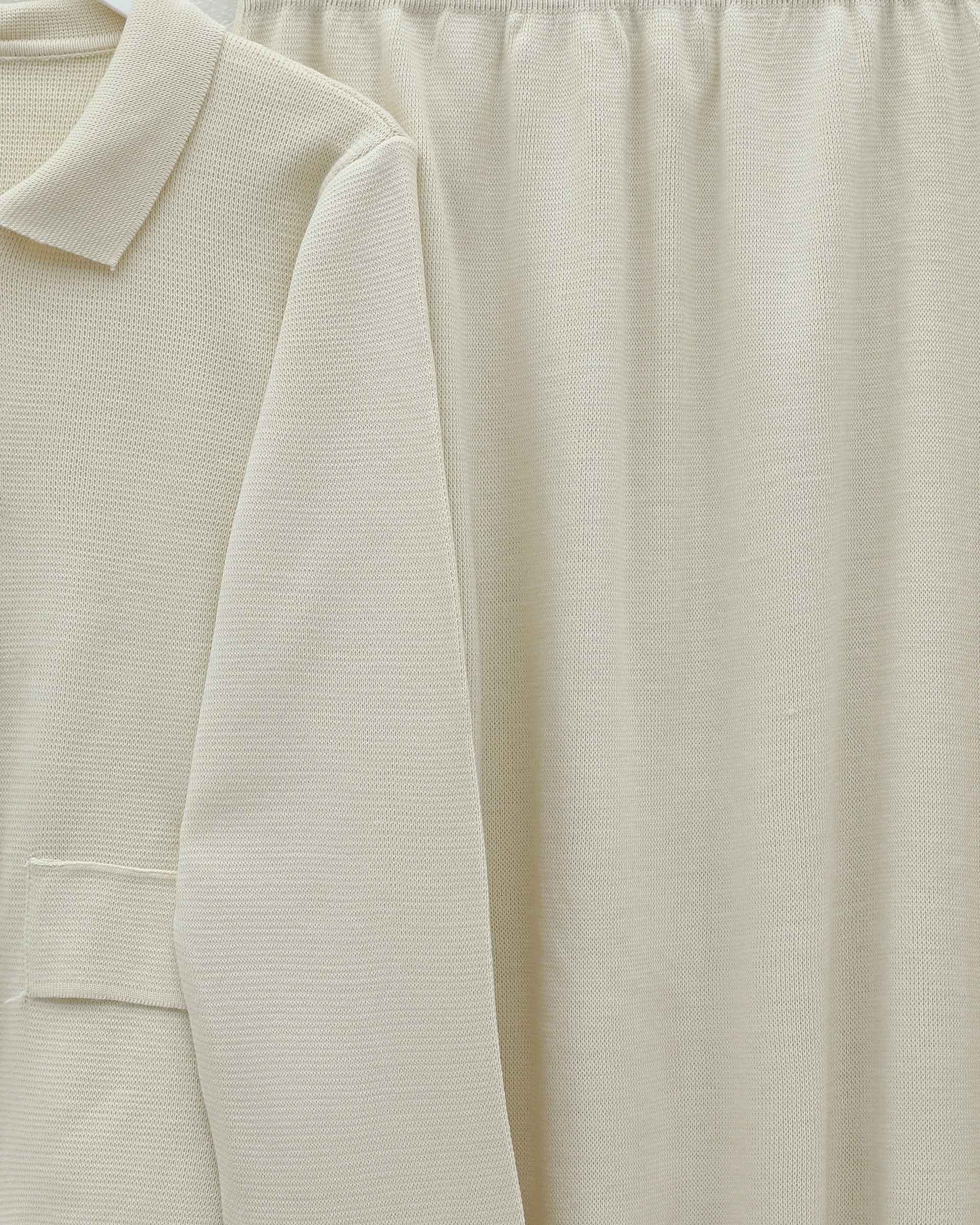 Front Button Skirted Collared Knit Co-ord Set - Ecru - Podyumplus - by Peralane - photo 4