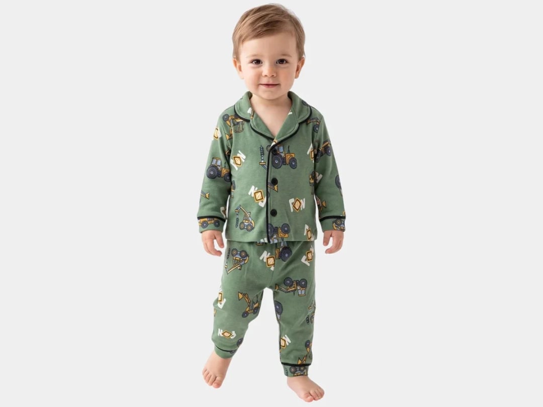 Boys' Baby Pyjama Set with Construction Vehicle Print - Dolas - by Peralane